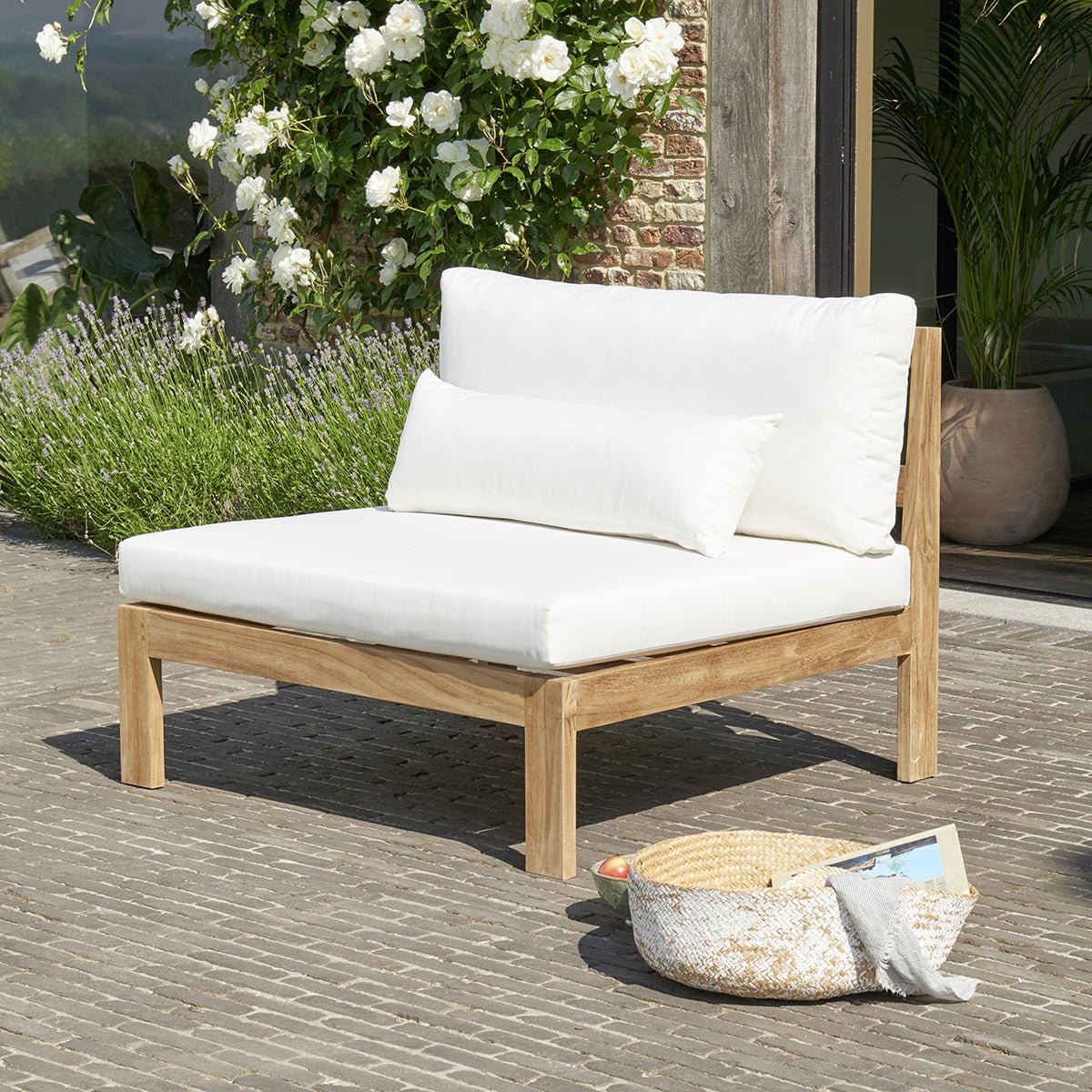 Fauteuil de jardin en teck massif  PALMA blanc, BERAH GETAH