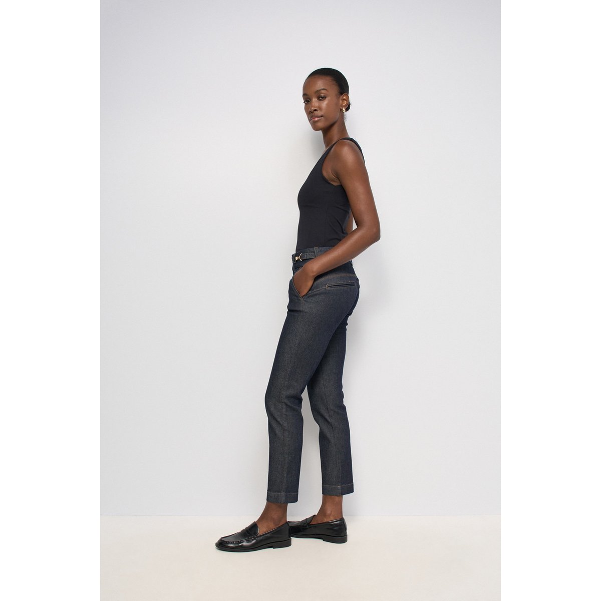 SECRET CHINO PUSH IN CROPPED SLIM bleu foncé, SALSA JEANS