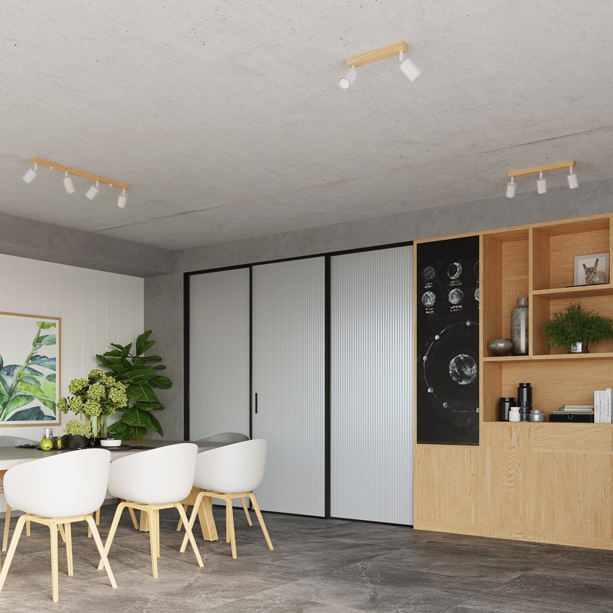 Plafonnier Acier Bois/Blanc GU10 3 Verdo Line marron, EDEN