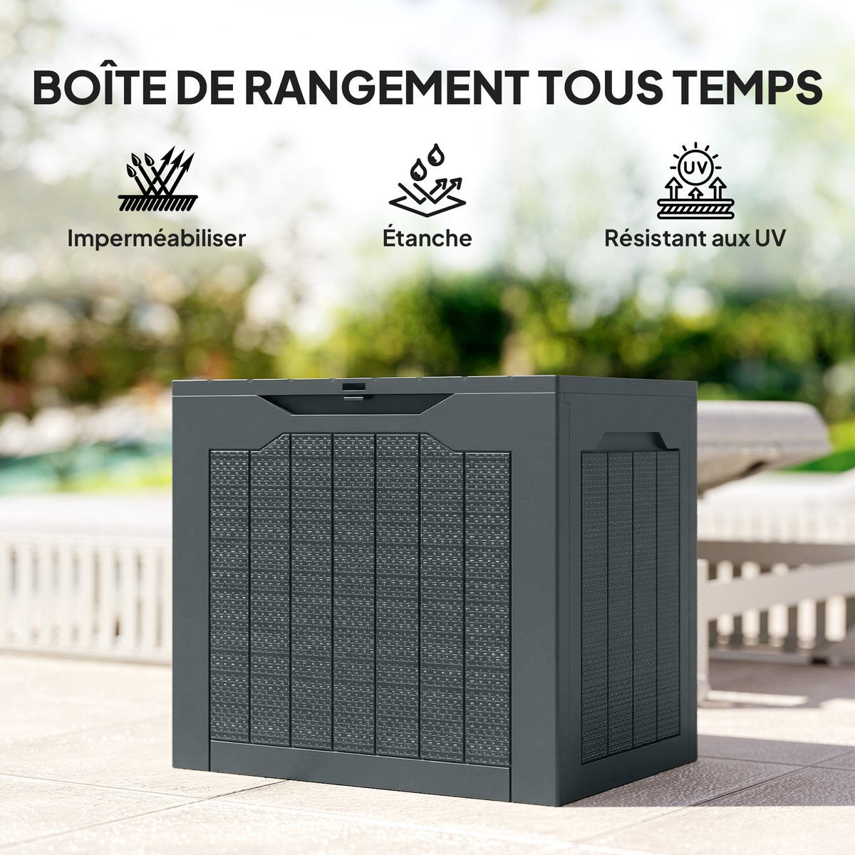 Coffre de rangement d'extérieur PP Gris foncé gris, OUTSUNNY
