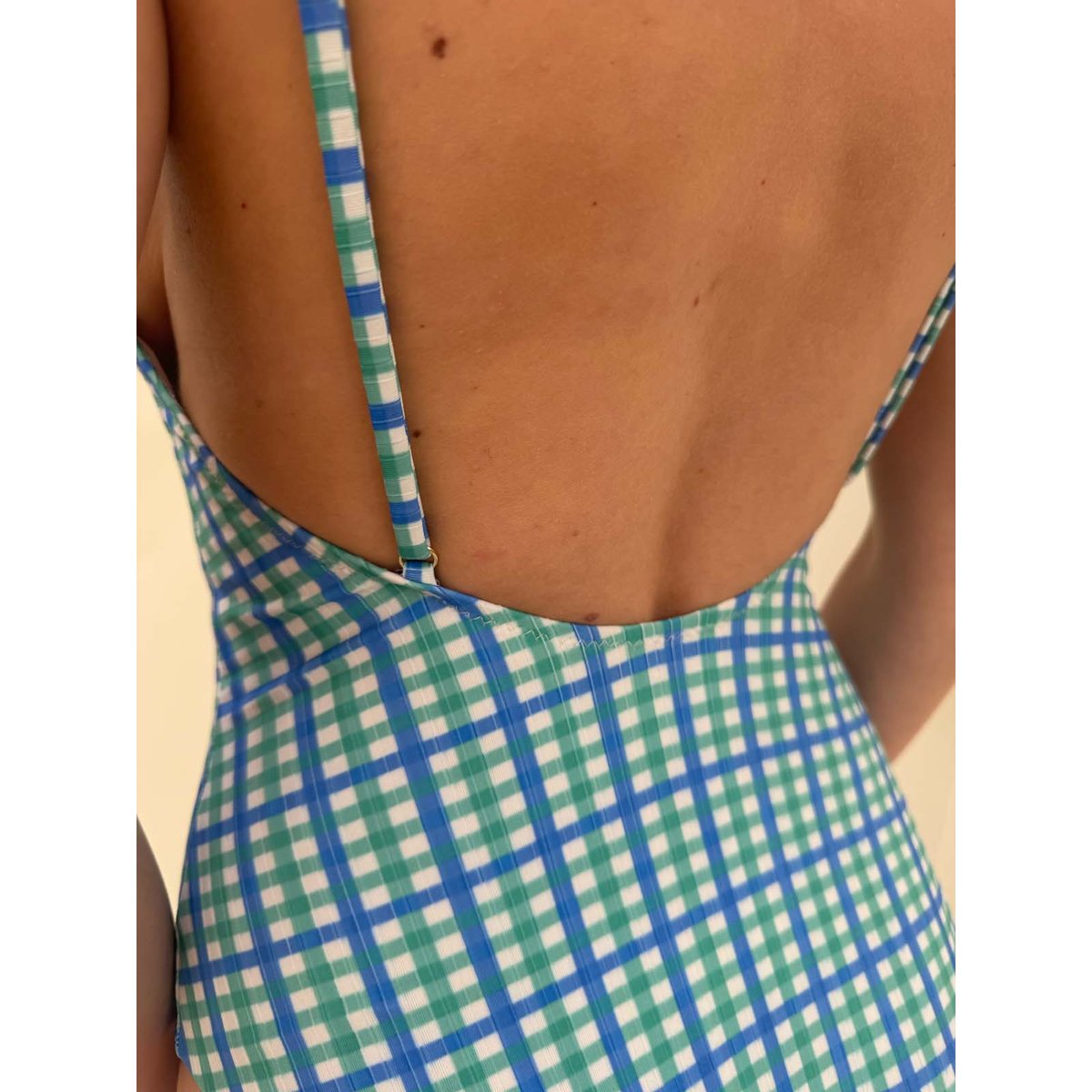 Maillot de bain 1 pièce imprimé vert et bleu, WE ARE JOLIES