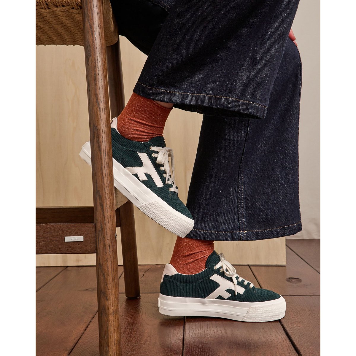 Baskets platform WALNUT vert émeraude, FAGUO