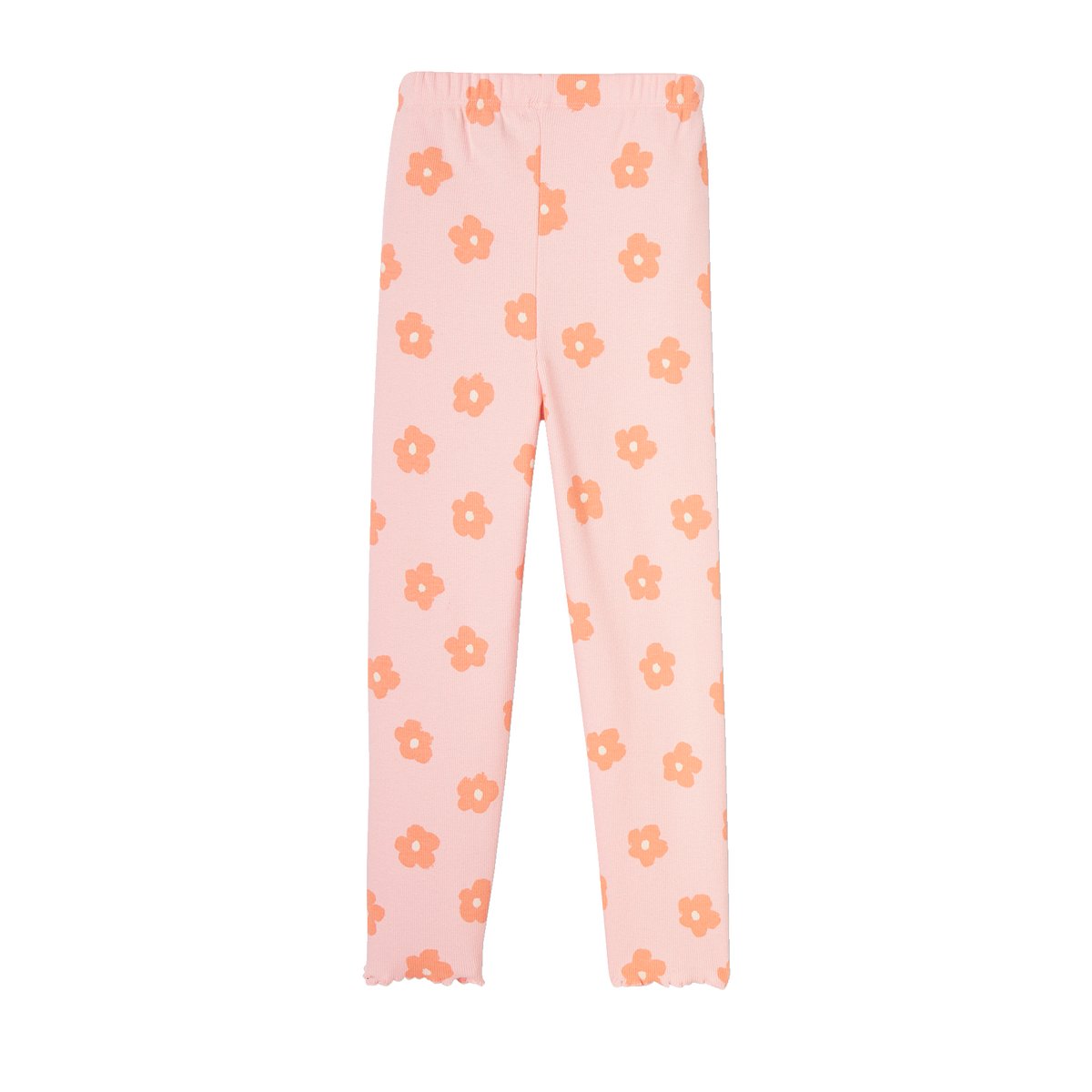Legging imprimé en maille côtelée rose pâle, VERTBAUDET