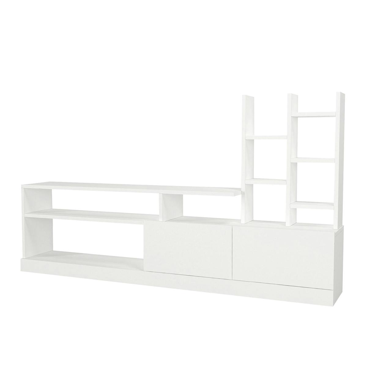 Ensemble meuble TV blanc rangement et niches décoratives MARFA blanc, PIER IMPORT
