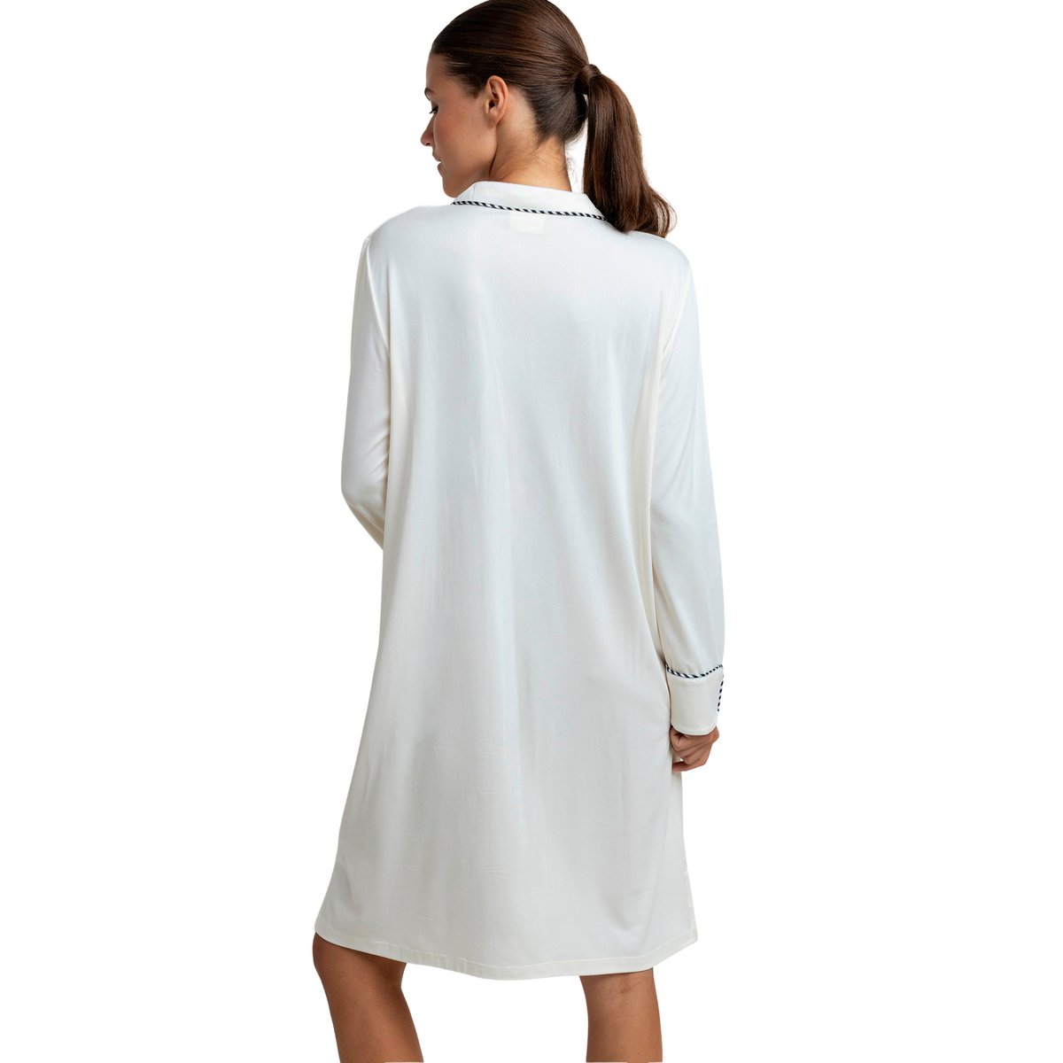 Chemise de nuit manches longues Luxury Pearl ivoire, ADMAS