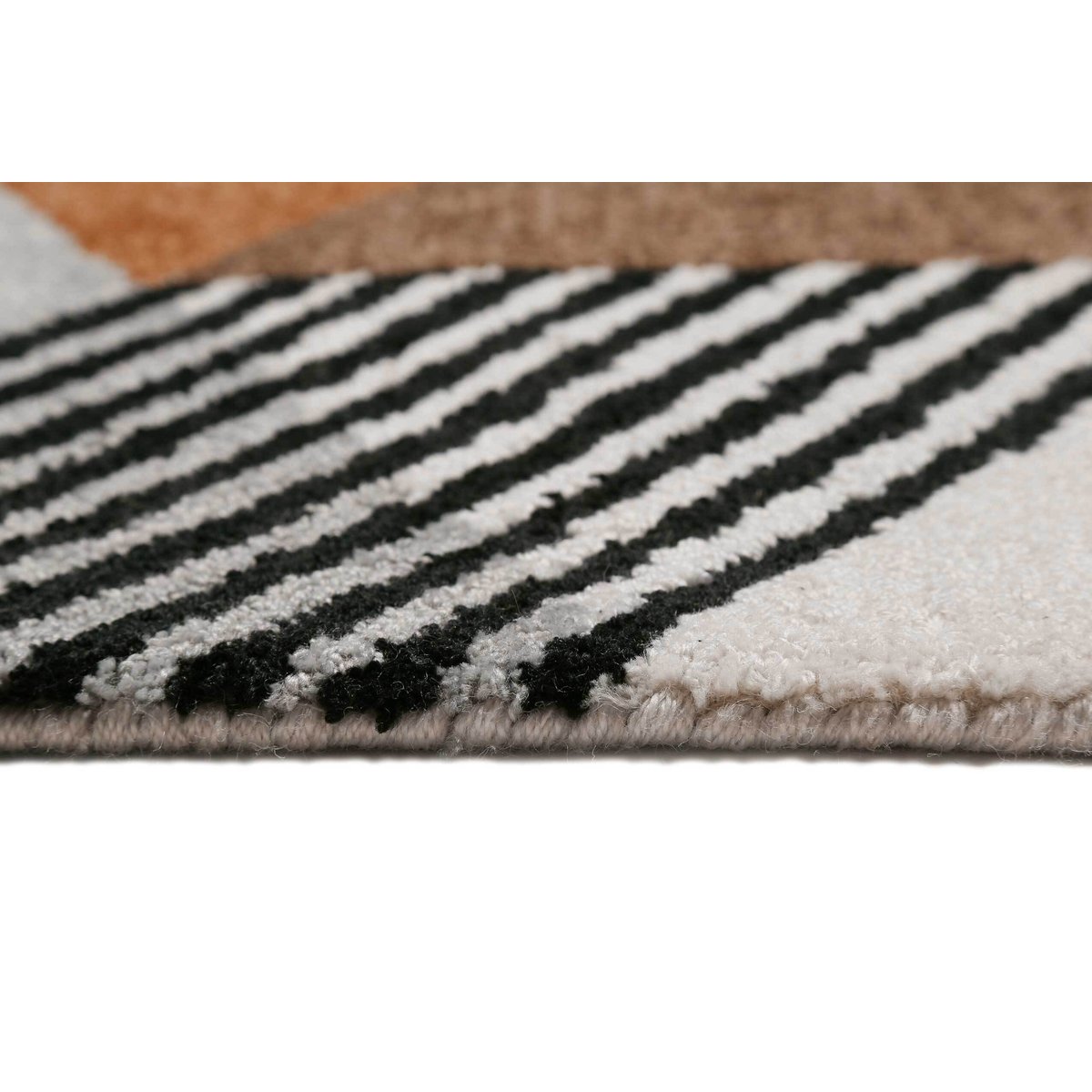 Tapis fait main à poil ras kaléidoscope , Uptown brun, ESPRIT