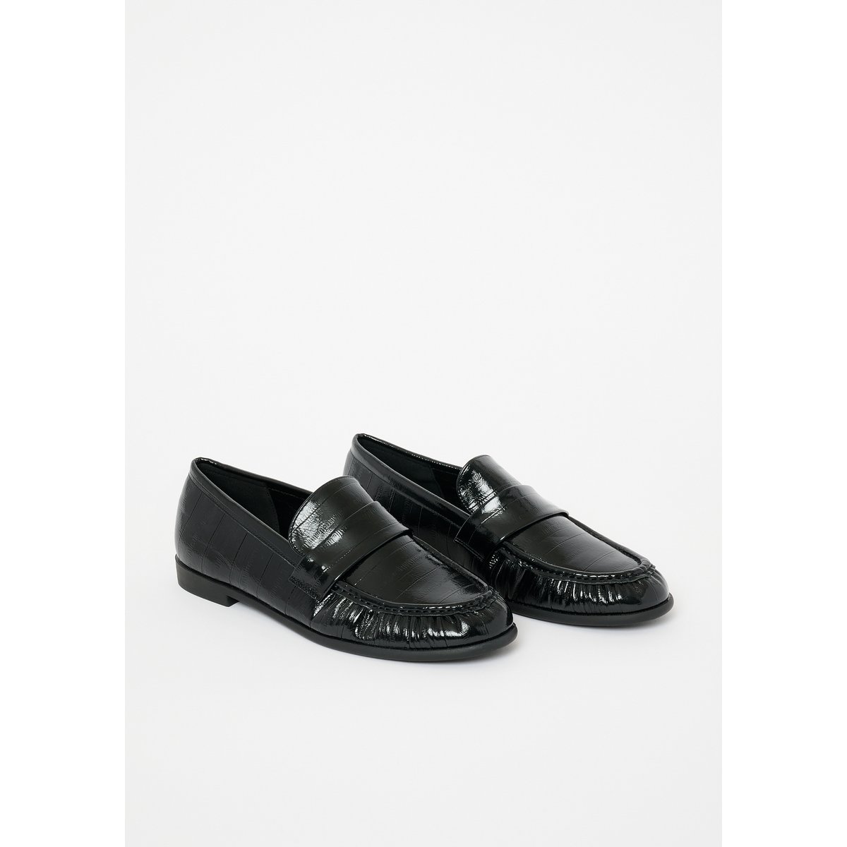 Mocassins effet croco verni noir, LOLALIZA