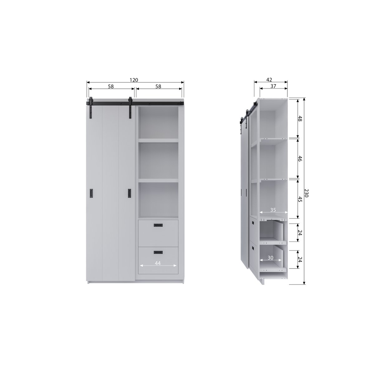 Armoire en pin porte coulissante SLIDE vert olive, VTWONEN
