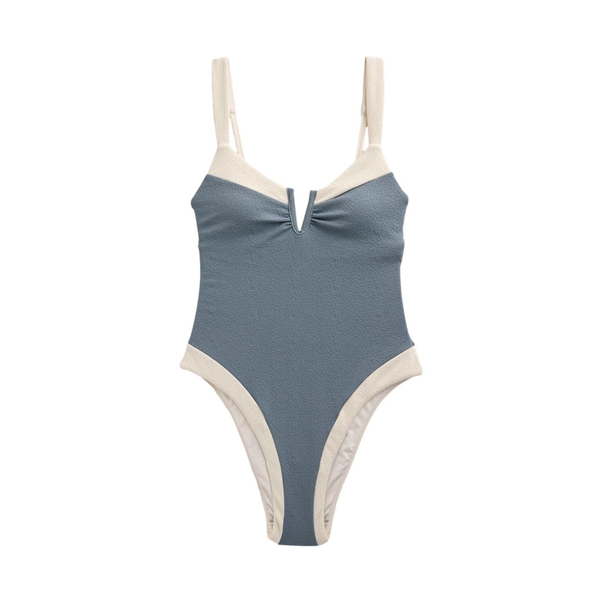 Maillot de bain à détail en u effet gainant bleu/écru, NEXT