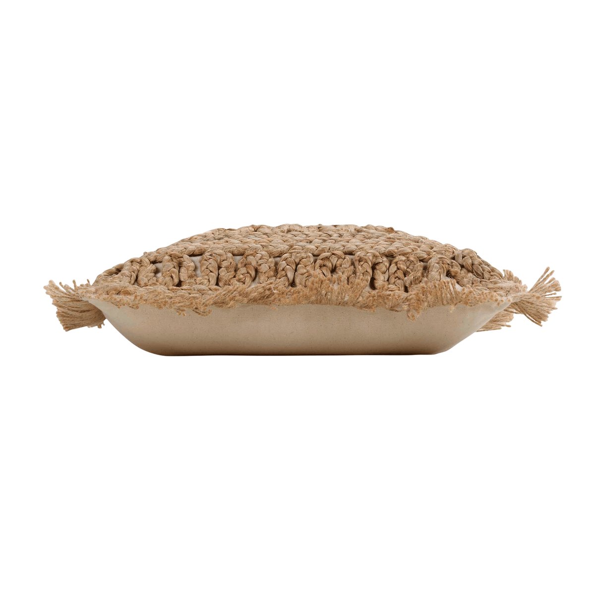 Coussin déhoussable en jute et coton naturel, DOUCEUR D'INTÉRIEUR
