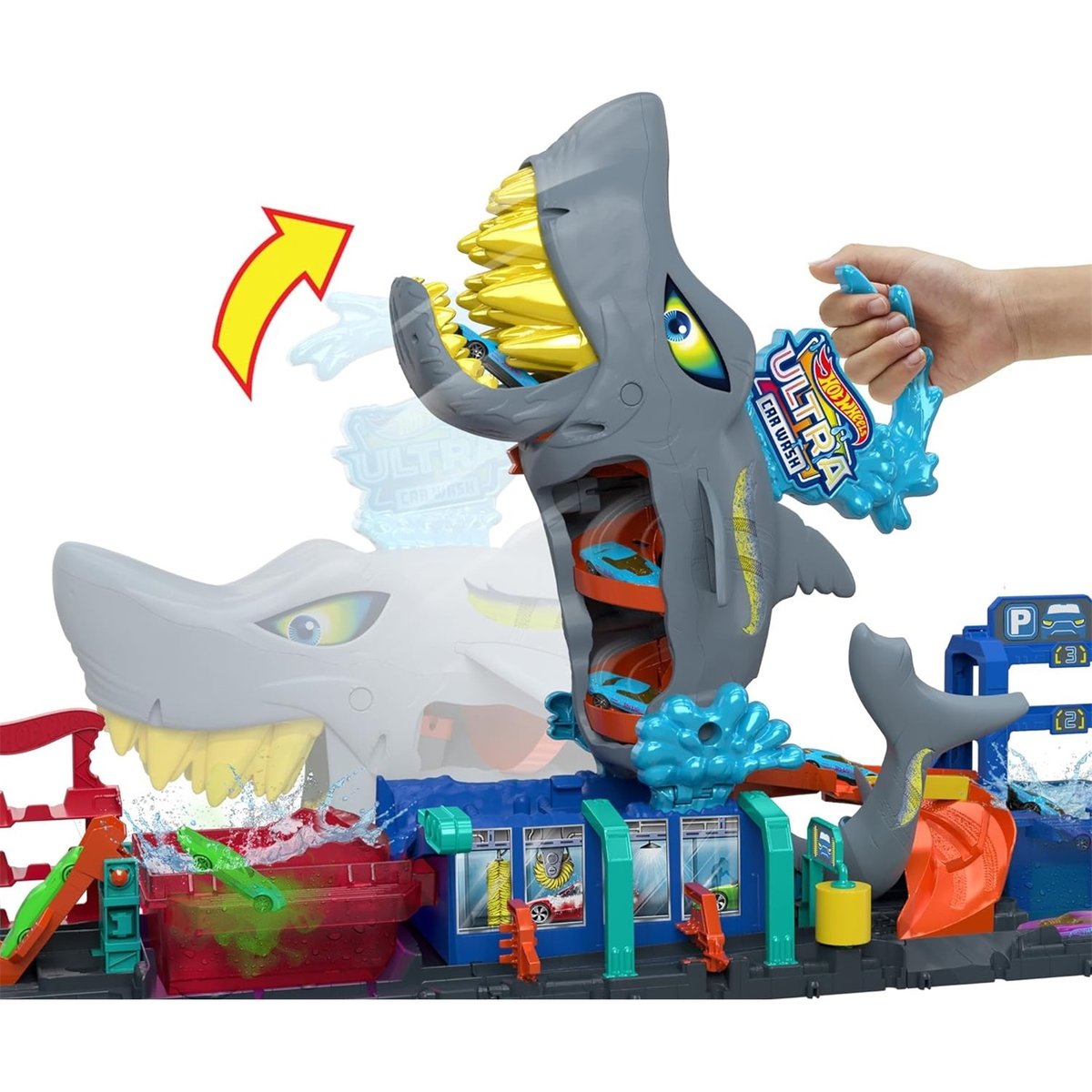 Hot Wheels City-Station De Lavage Requin Coffret Voiture multicolore, MATTEL