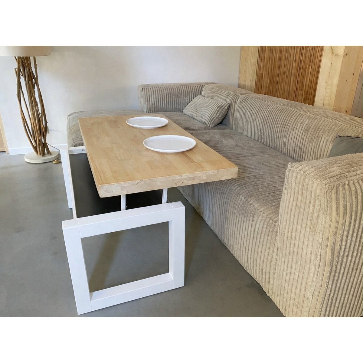 Table basse relevable en bois et acier - MATIKA blanc, MATHI DESIGN