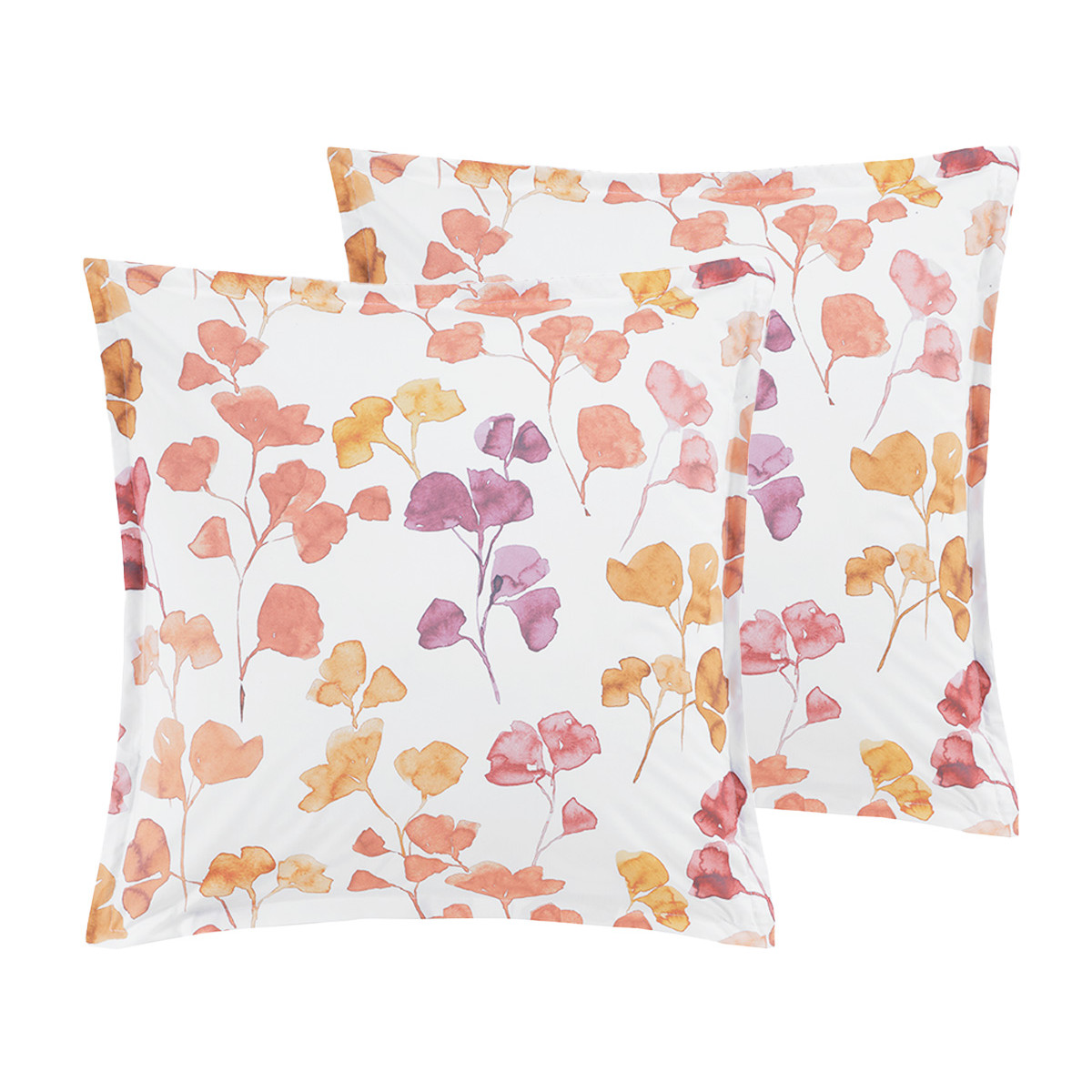 Lot de 2 taies d'oreillers en percale de coton EMMA safran, SENSEI MAISON