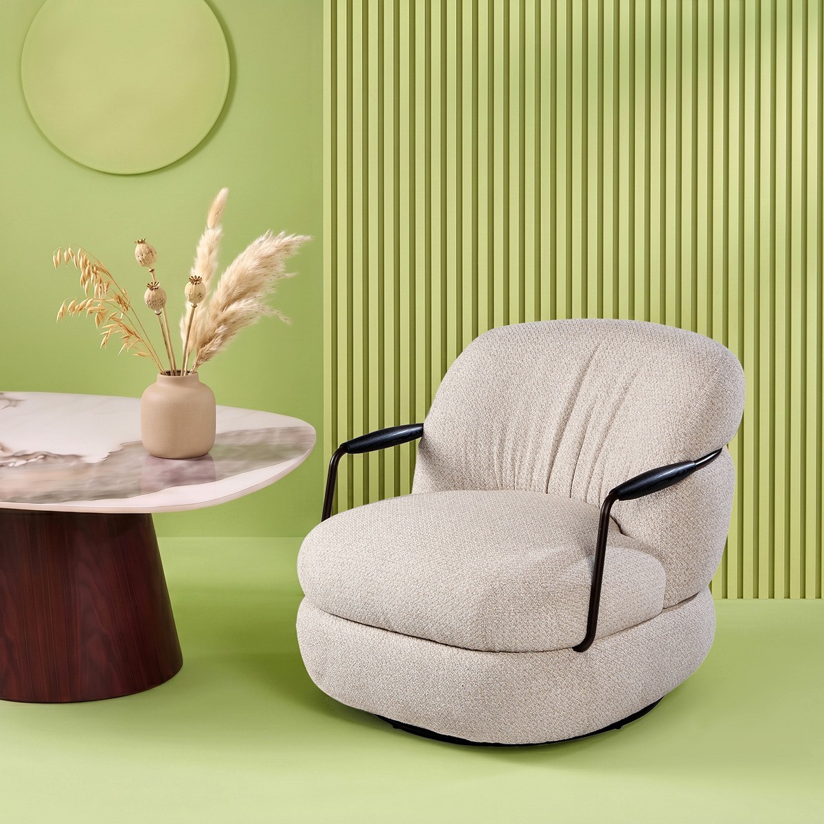 Fauteuil en tissu - MICHEL beige, SIGNATURE