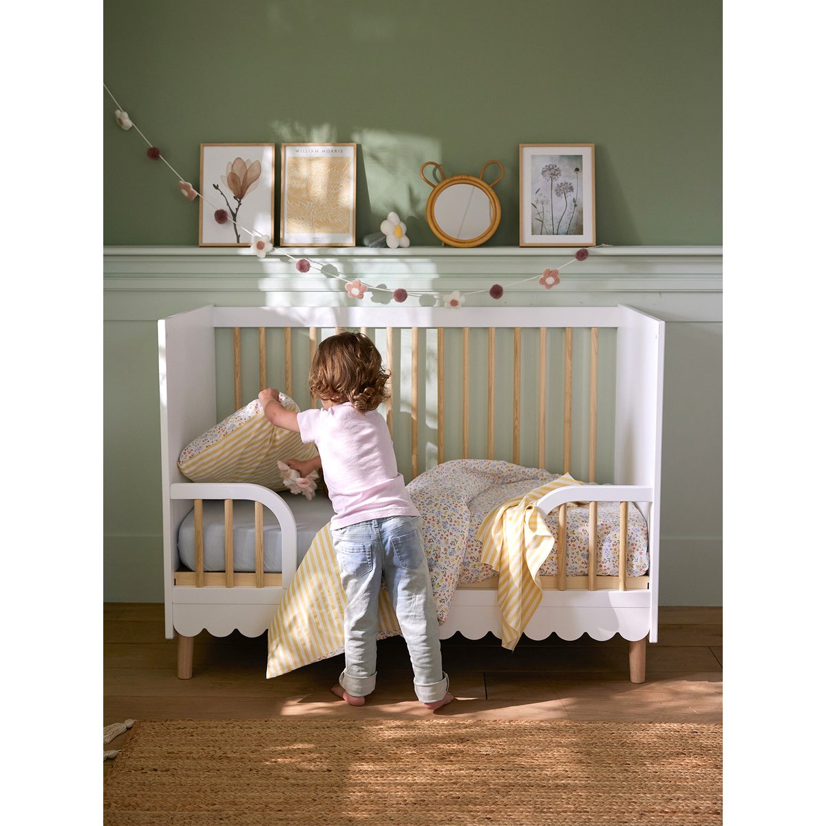 Lit bébé évolutif LIGNE FESTON blanc, VERTBAUDET