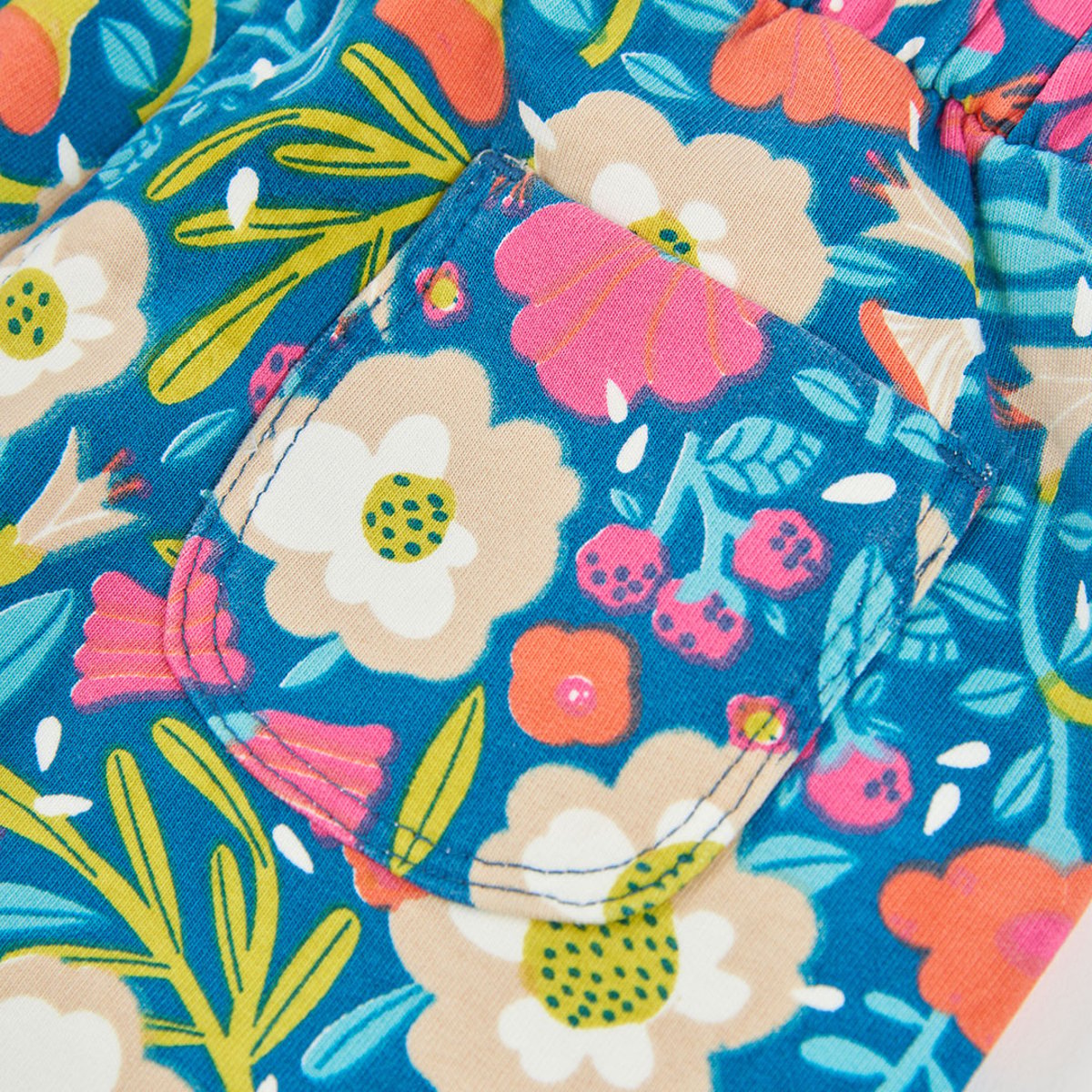 Pantalon fille en molleton imprimé fleurs multicolore, BOBOLI