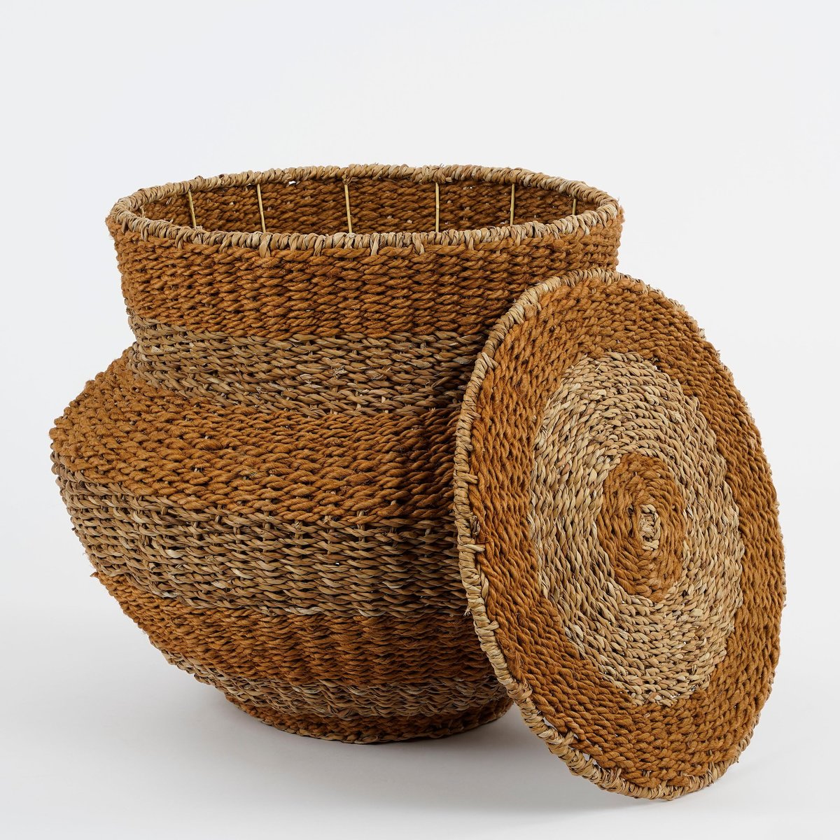 Panier de rangement en jute tressée Ø55 cm TACOMA jaune, MICA DECORATIONS