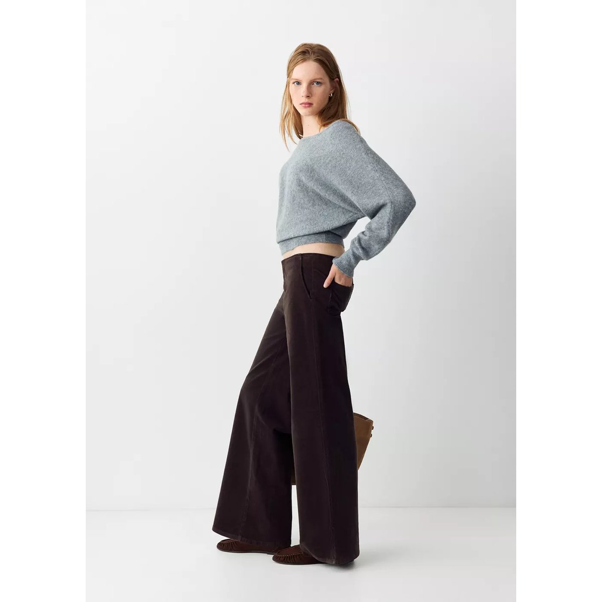 Pantalon droit velours côtelé chocolat, MANGO TEEN