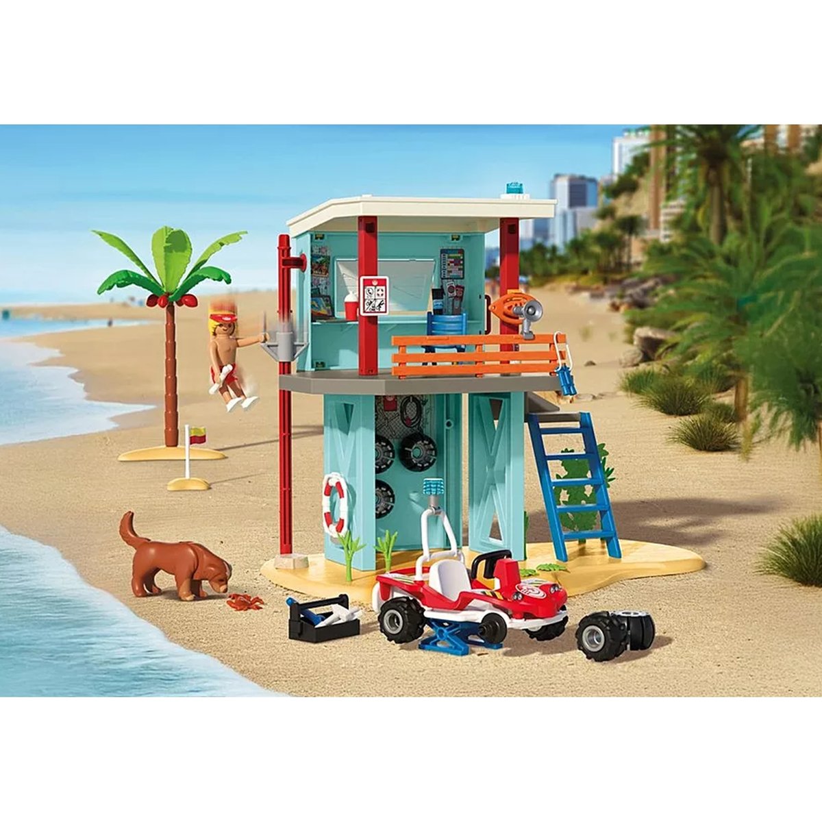 Poste de secours & voiturette de plage multicolore, PLAYMOBIL