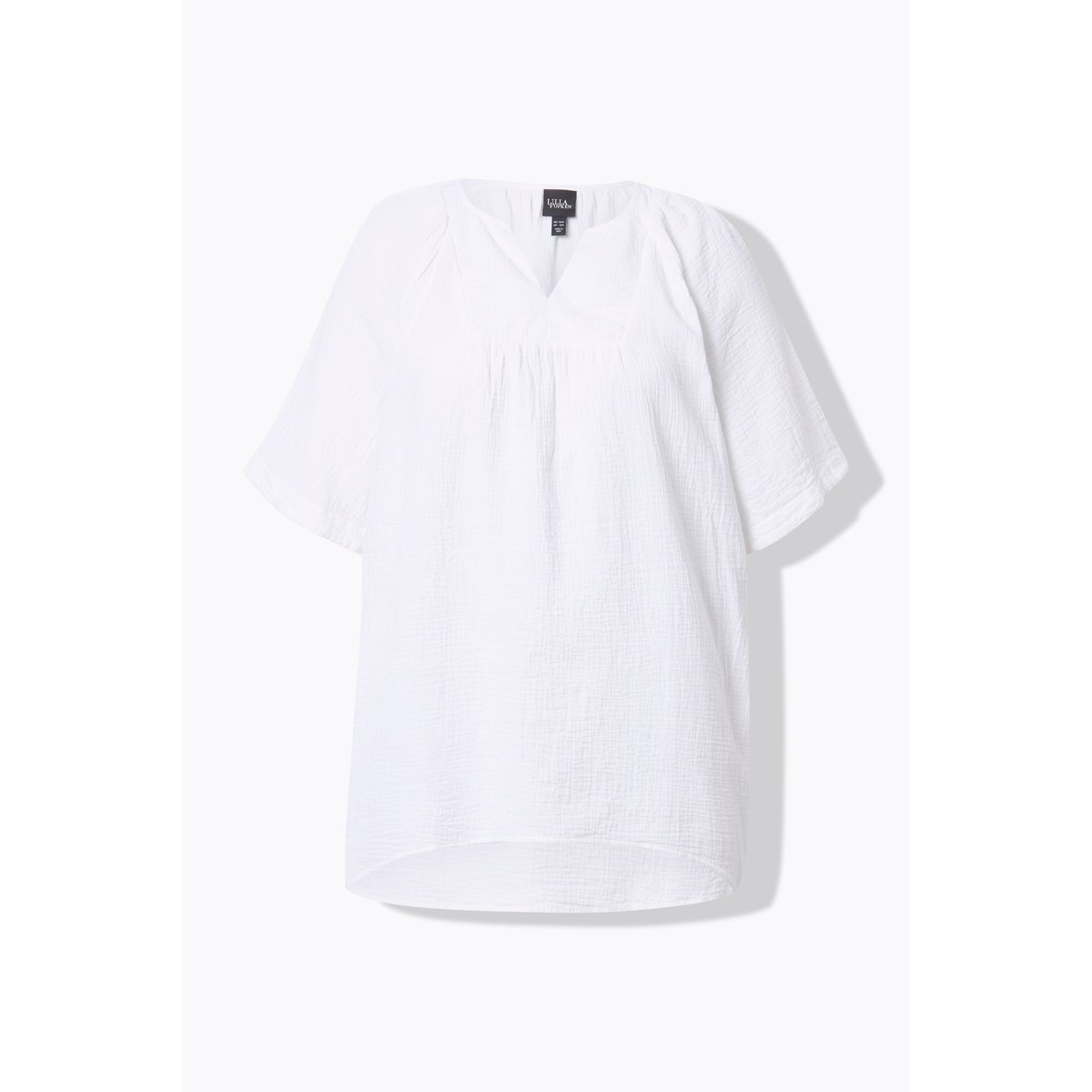 Blouse en mousseline. Col tunisien blanc neige, ULLA POPKEN