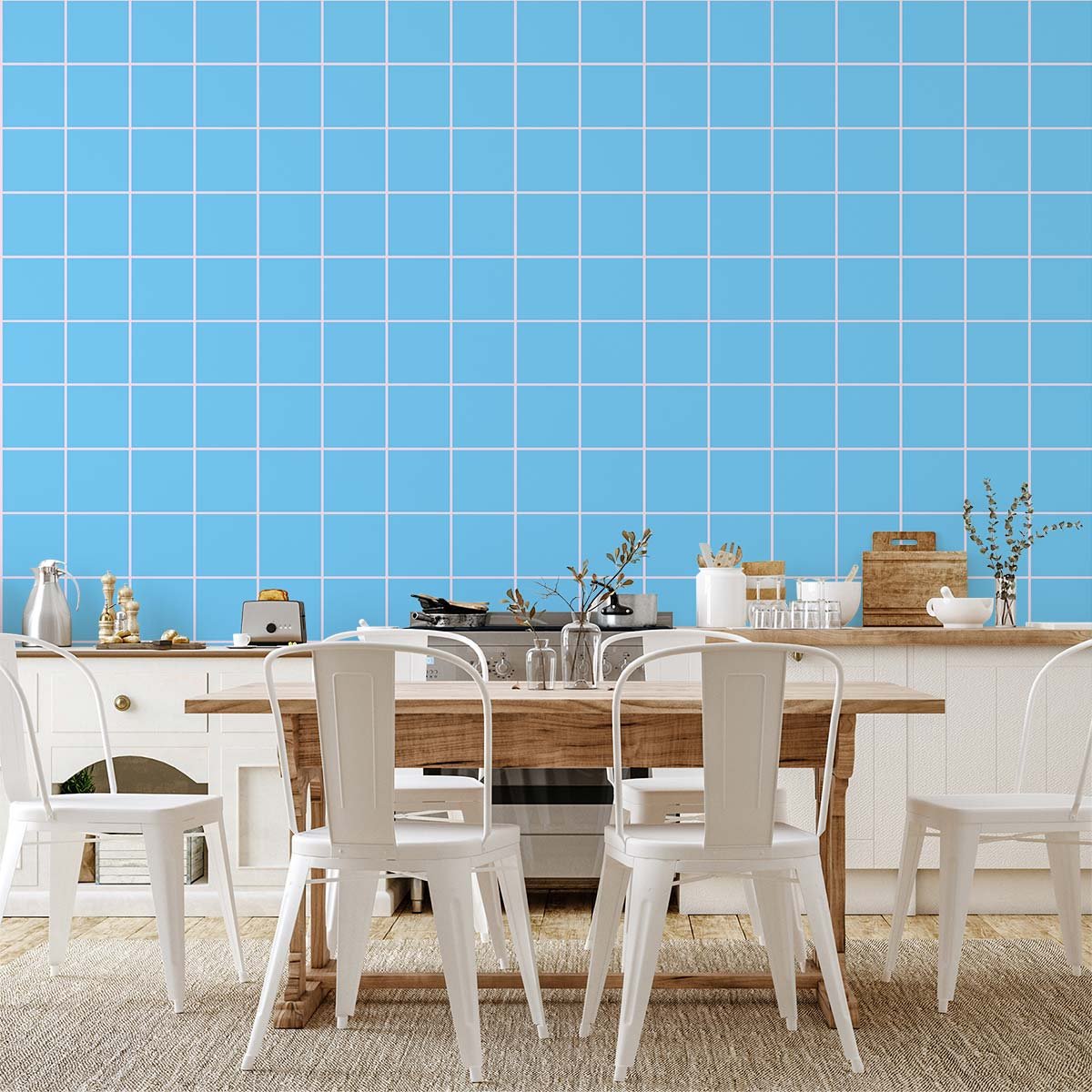 Papier peint carreaux bleu piscines intissé, HEXOA