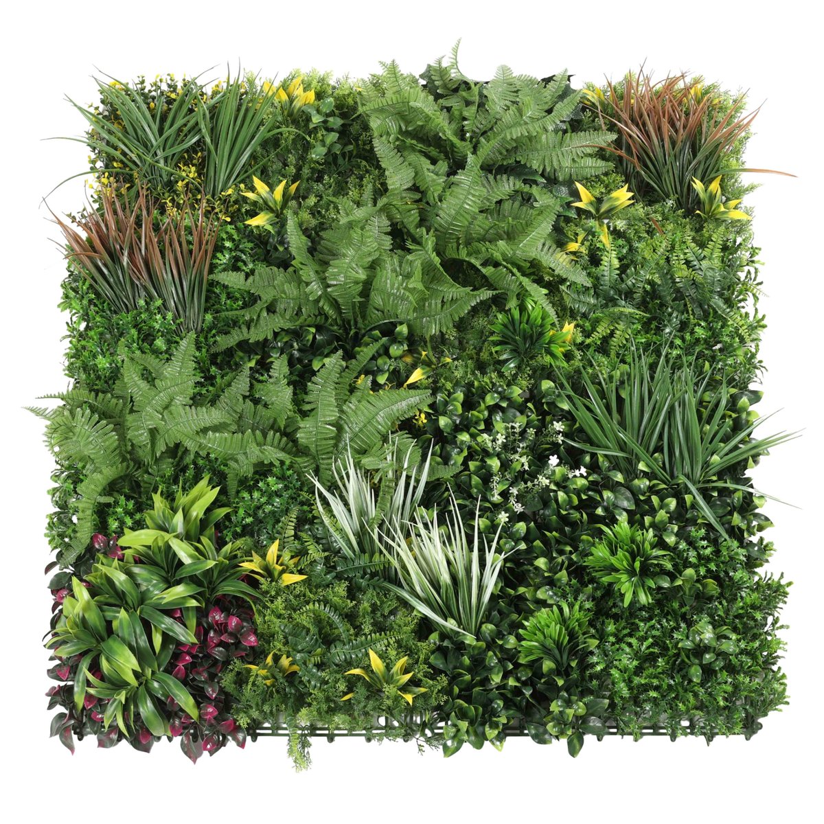 Mur végétal artificiel jardin botanique premium intérieur et extérieur 100x100 cm, OIKO vert, OVIALA