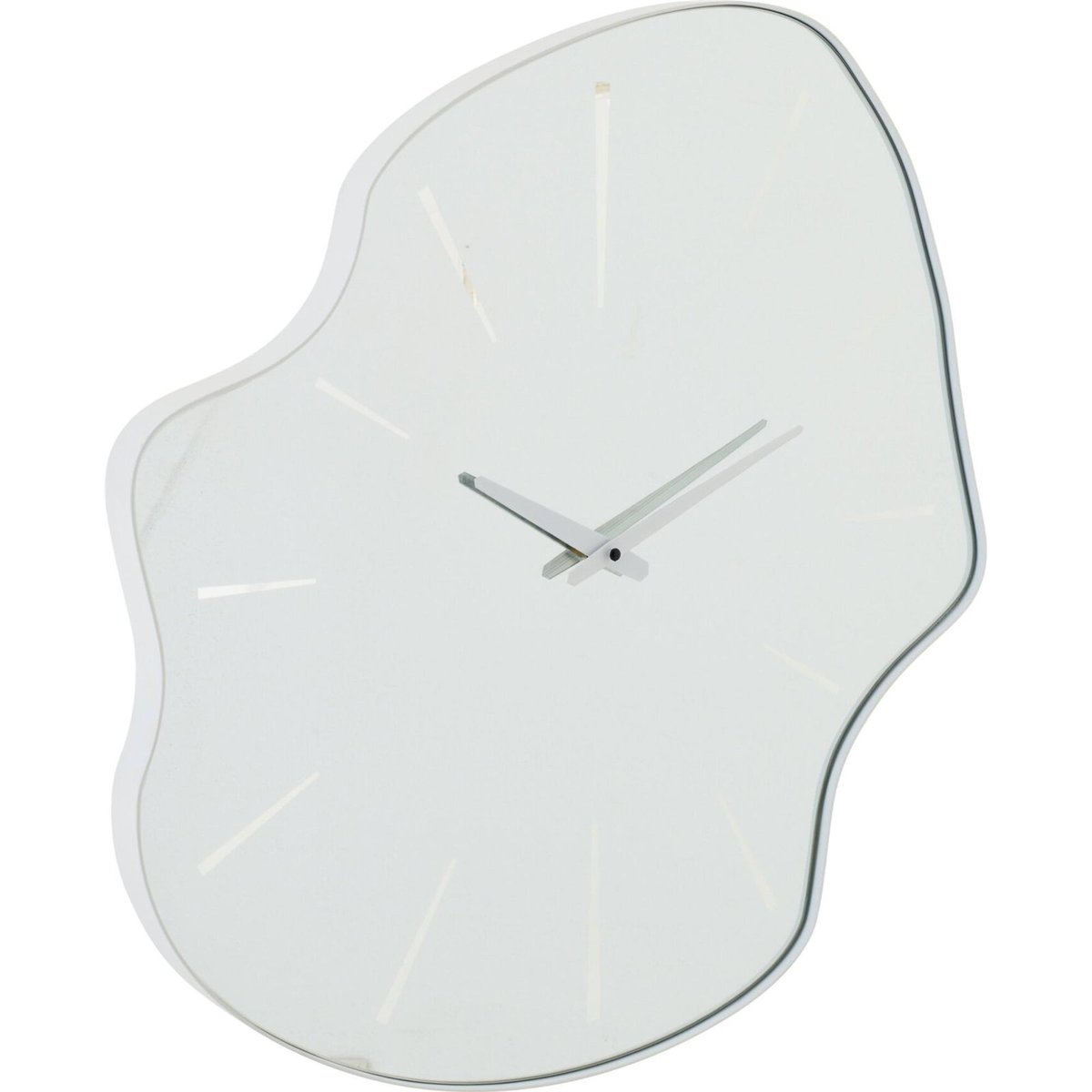 Horloge murale irrégulière en verre blanc, RECOLLECTION