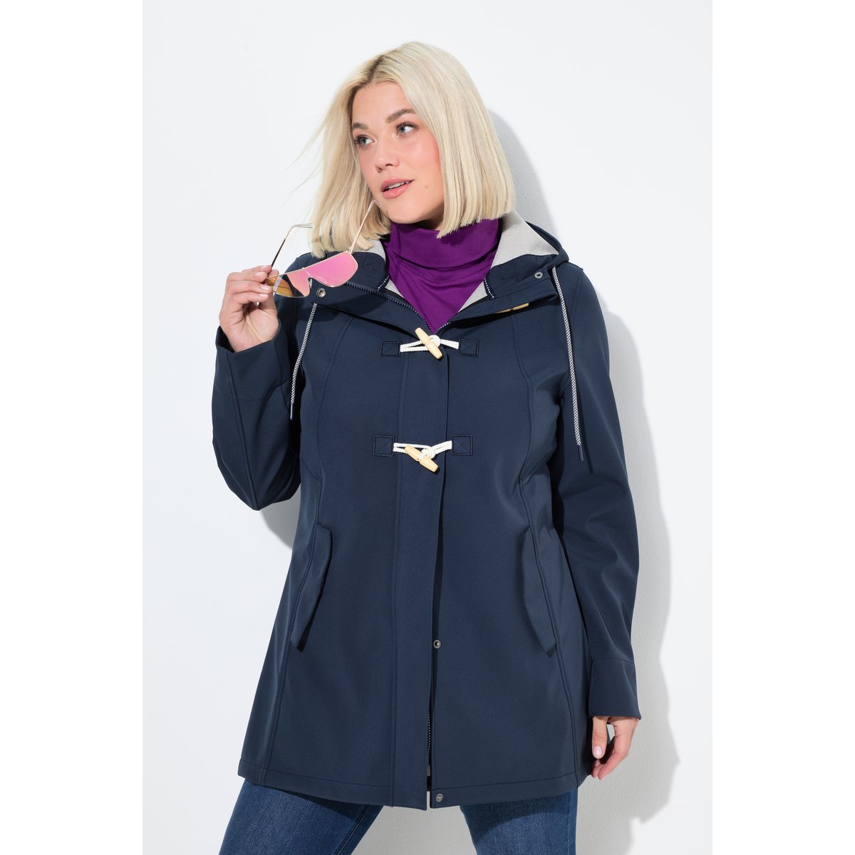 Veste Softshell HYPRAR à capuche marine, ULLA POPKEN