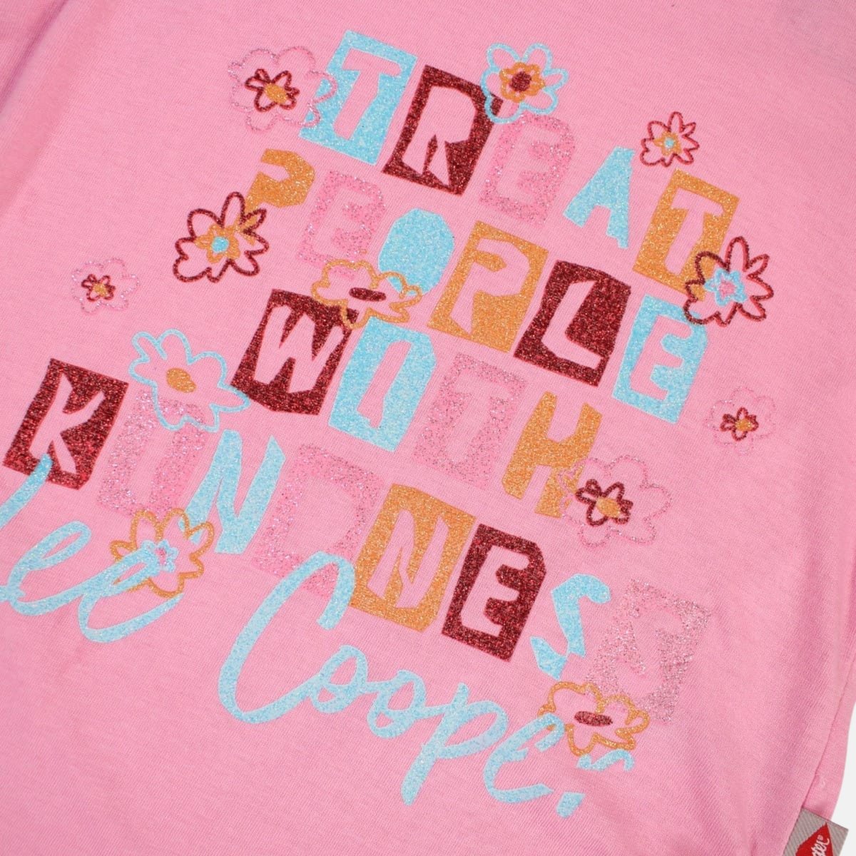 T-shirt manches courtes imprimé, col rond FLORA rose, LEE COOPER