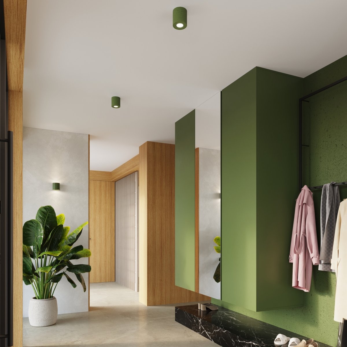 Applique murale Béton Vert Olive G9 1 Orbis vert olive, EDEN