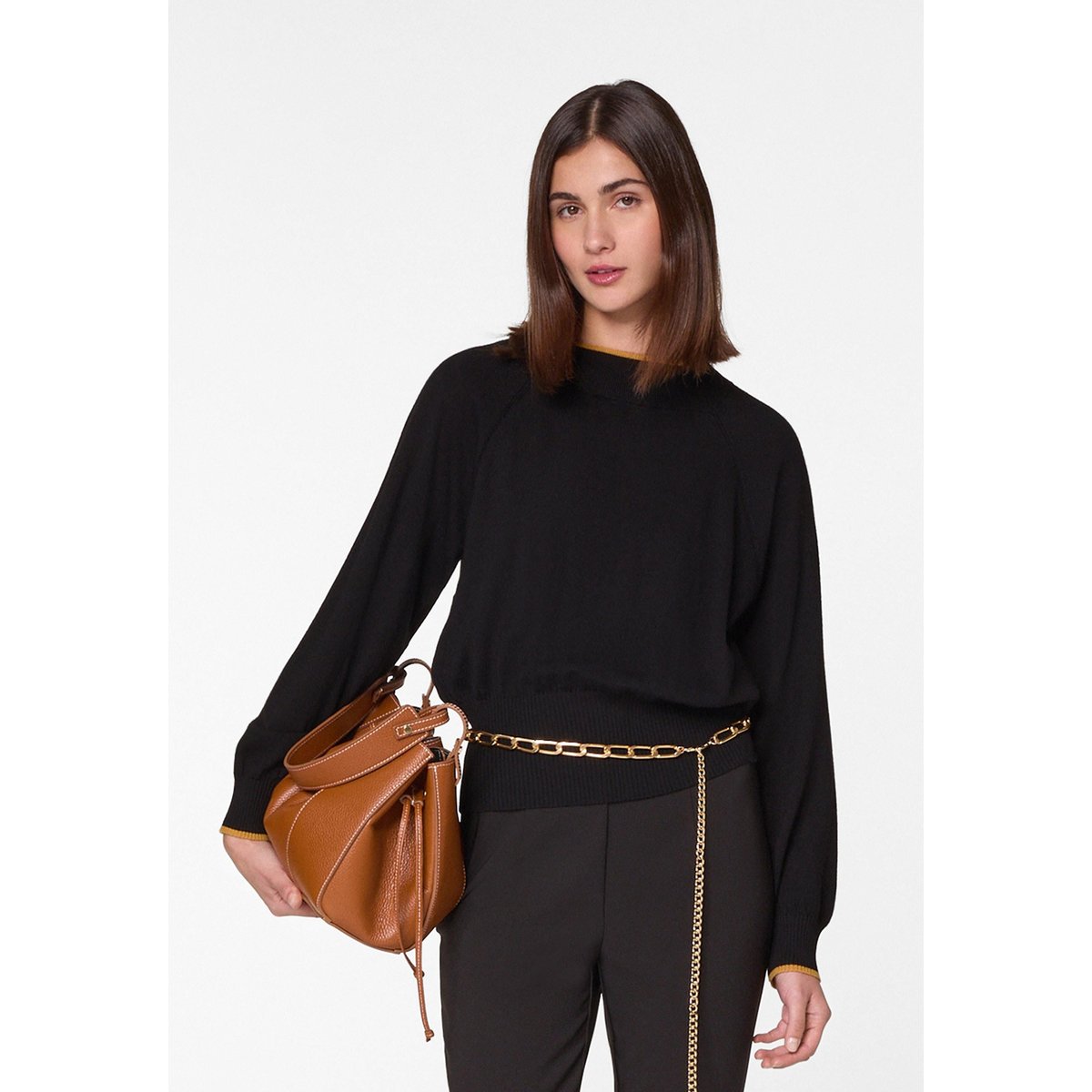 Pull col rond en laine mérinos noir, RODIER