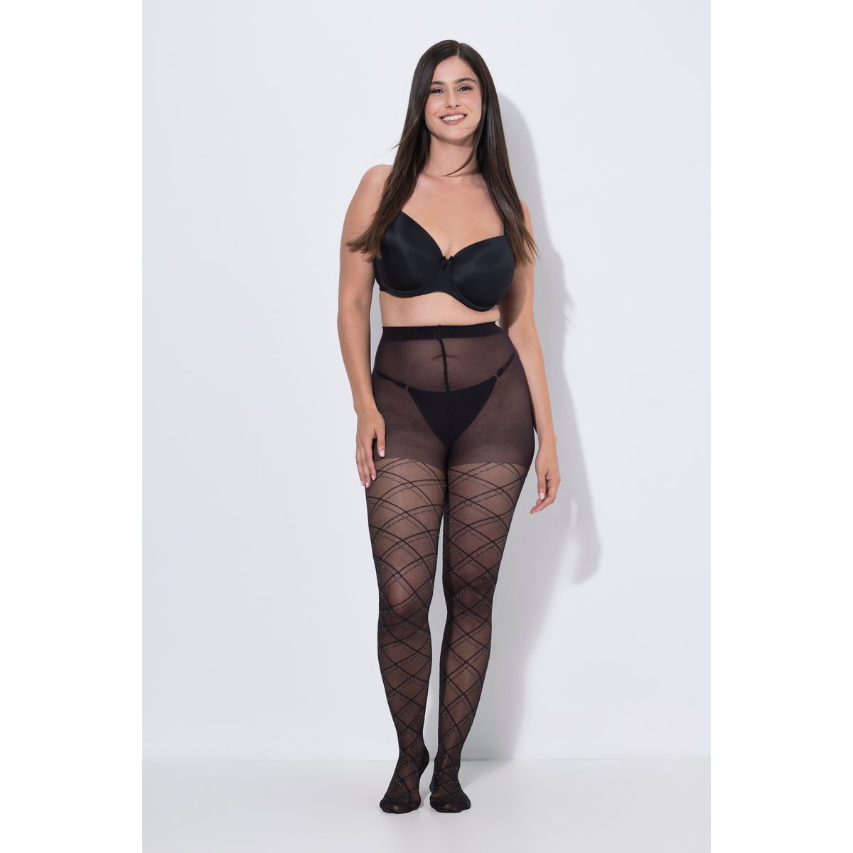 Collants motif losange noir, ULLA POPKEN