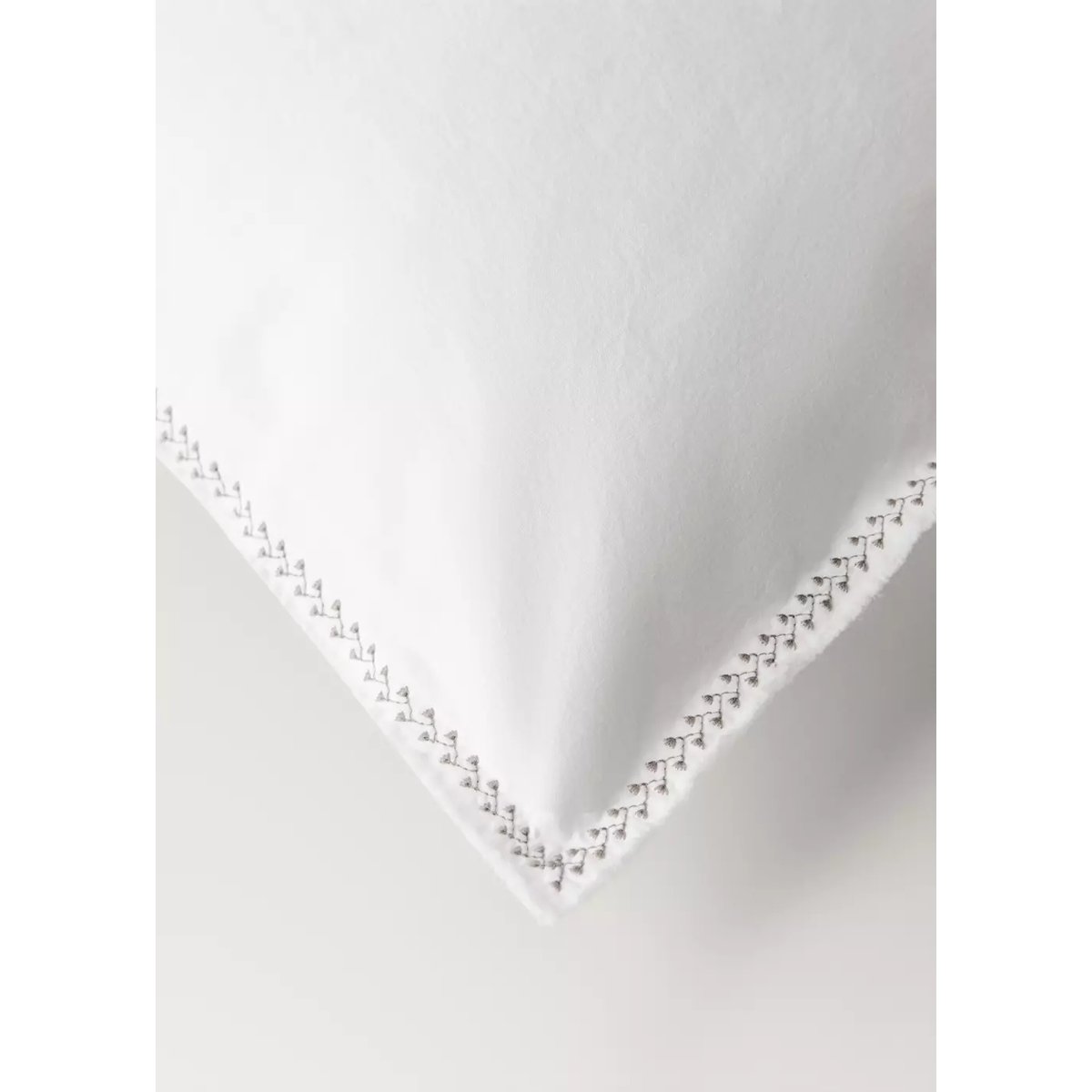 Housse de couette percale de coton délavé surpiqûre zigzag lit 150/160 cm blanc cassé, MANGO HOME