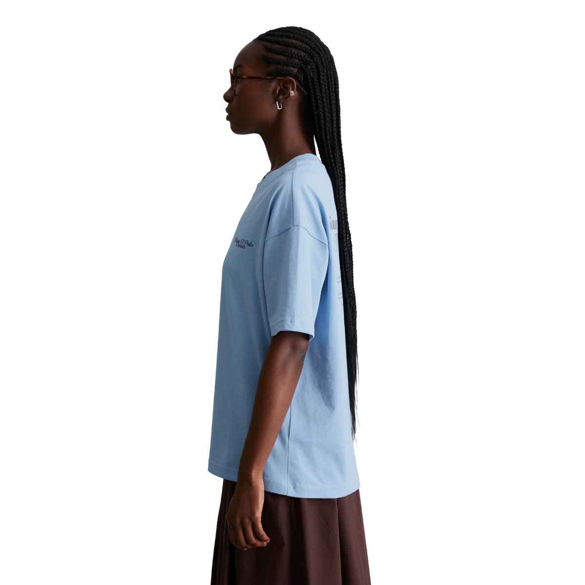 T-shirt à logo relaxed en coton organique bleu moyen, MARC O’POLO DENIM
