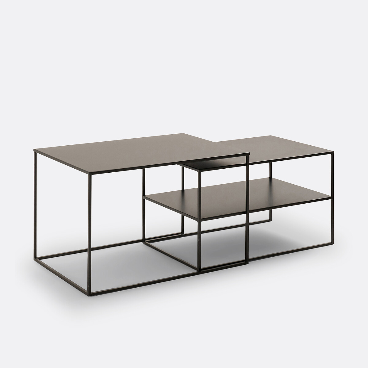 Lot de 2 tables basses gigognes métal acier, Miva noir, LA REDOUTE INTERIEURS