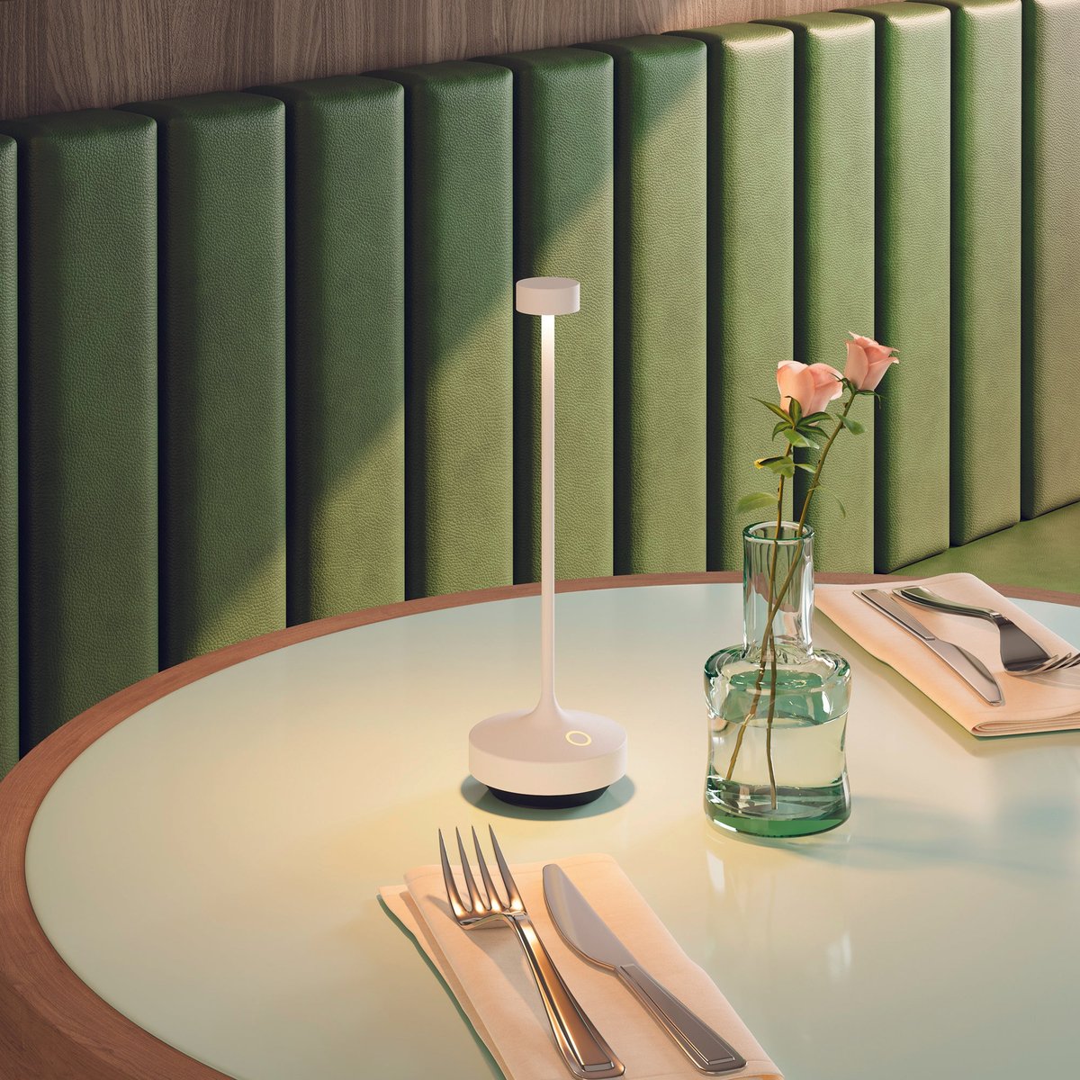 6 Lampe de table RUBY + Socle de charge blanc, LUMISKY