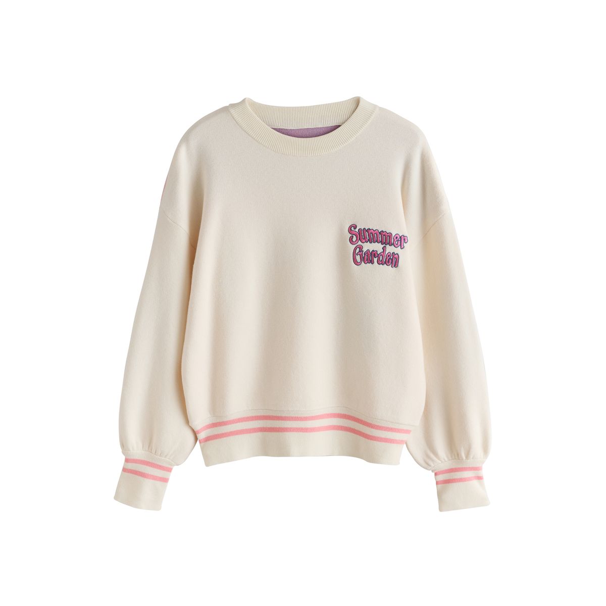 Sweat aspect maille à motif citron écru/rose, NEXT