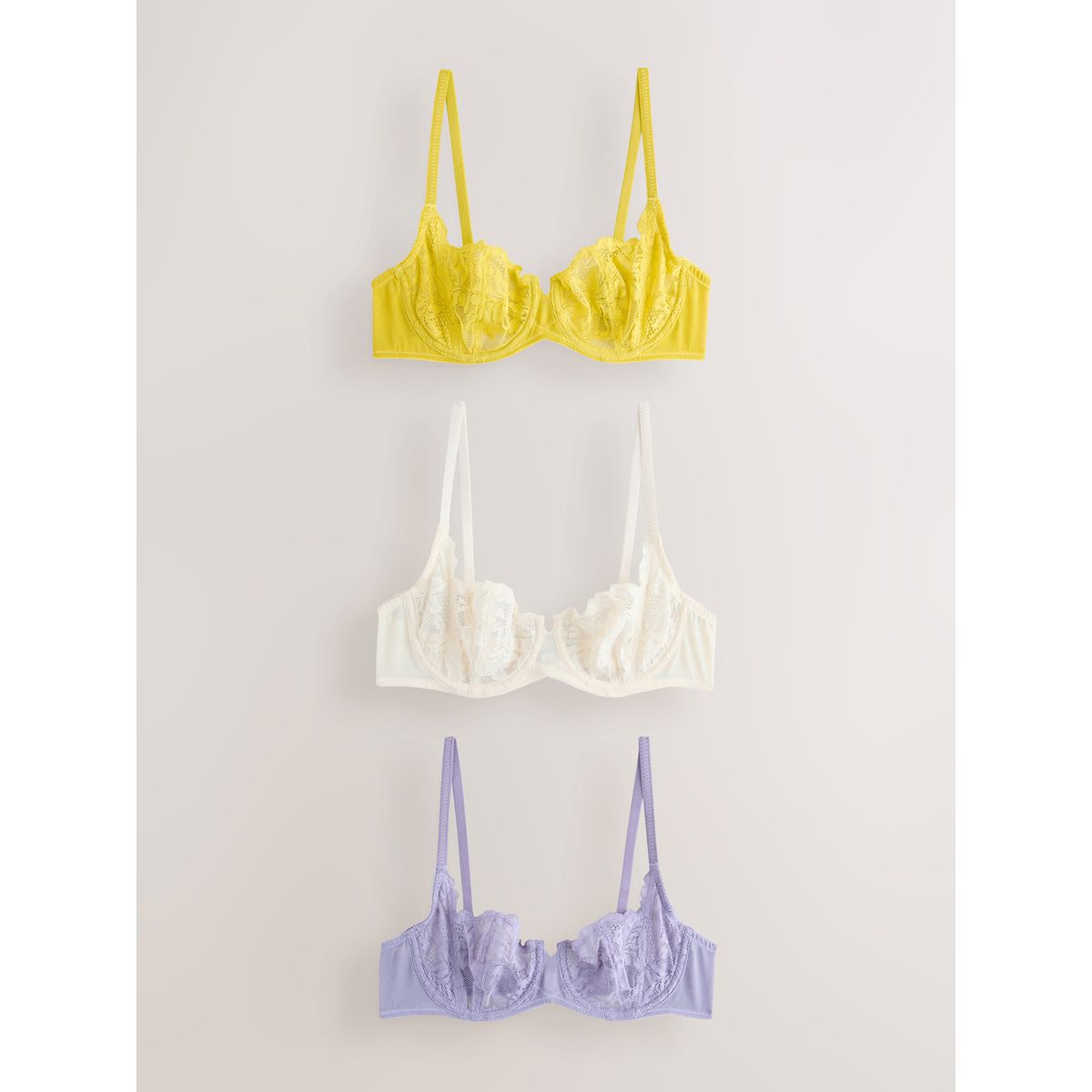 Soutien-gorge en dentelle, lot de 3 crème/lilas/vert, NEXT