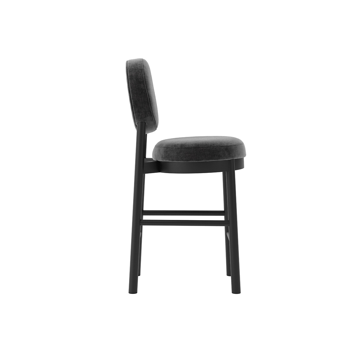 Francesca Velvet Chenille Counter Stool with Round Back black, ÉDITÉ