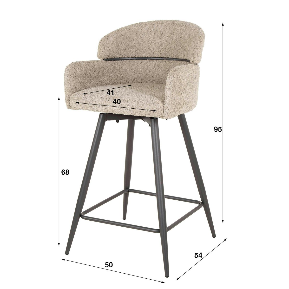 Chaise de bar pivotante en bouclette beige (lot de 2) GALWAY beige, PIER IMPORT
