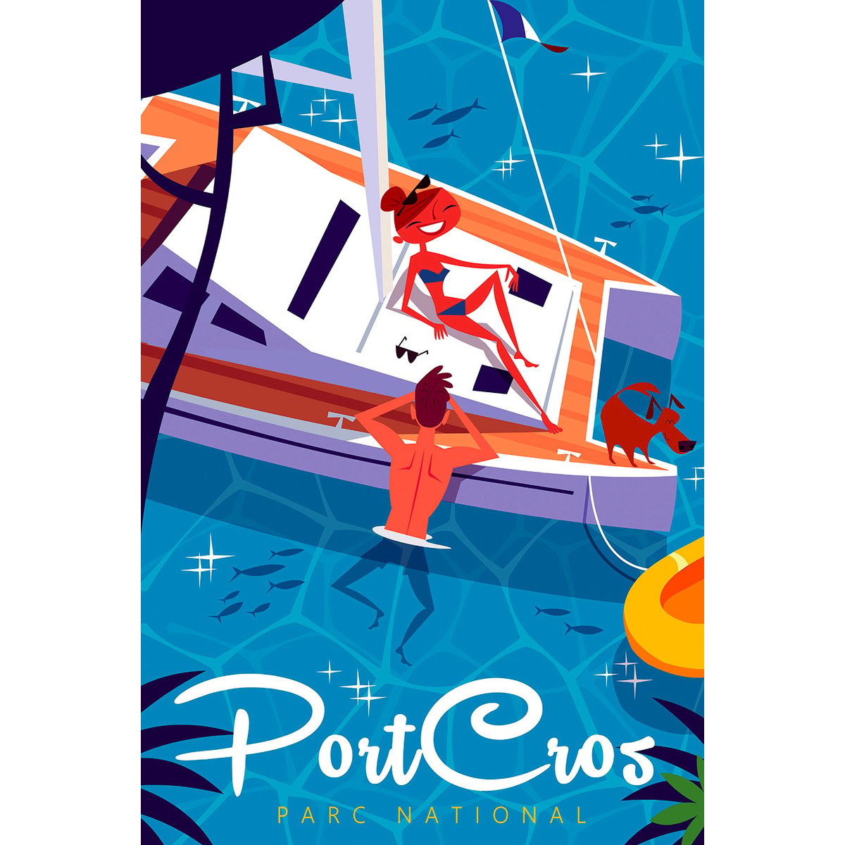 Tableau baignade à port cros tableau alu dibond, HEXOA