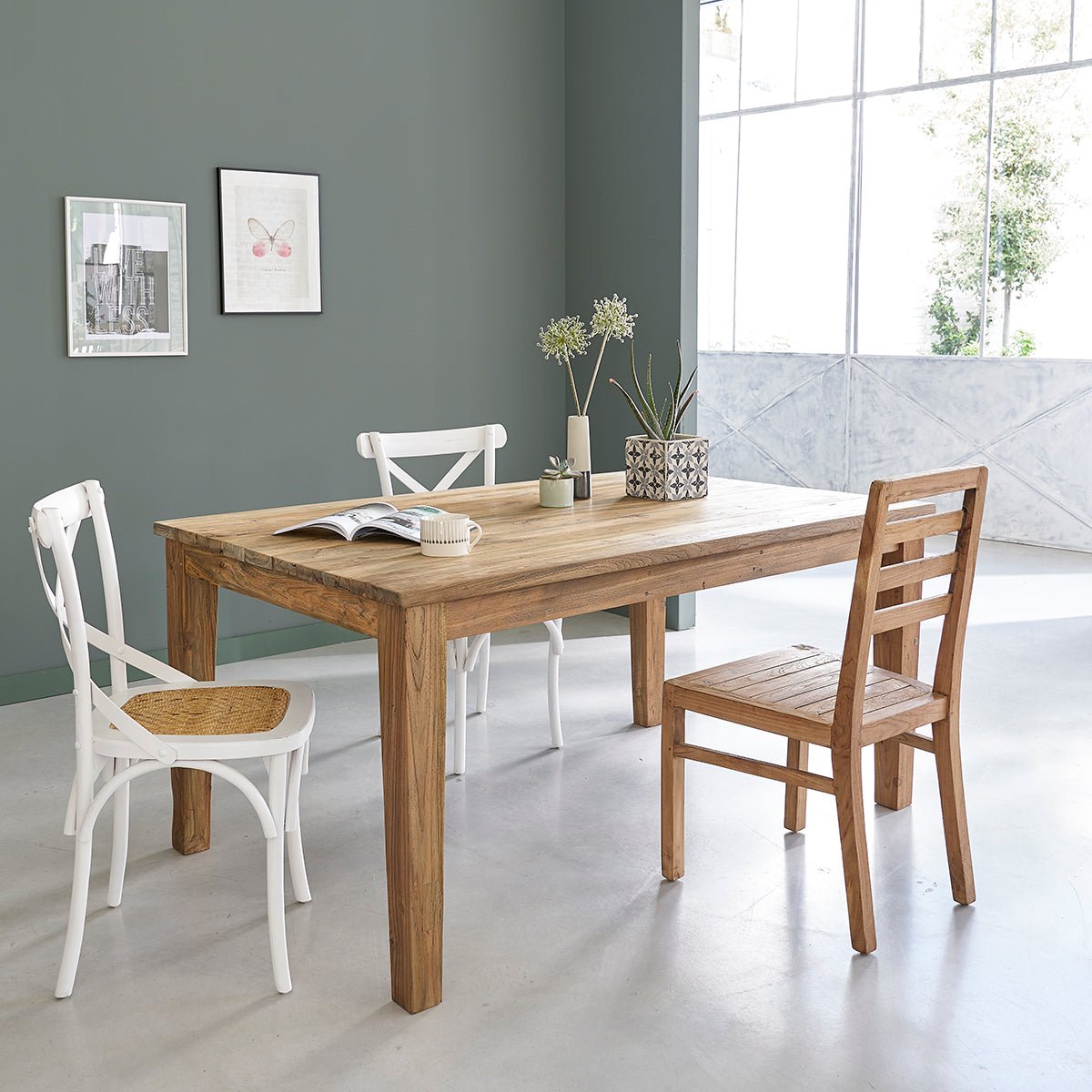Table extensible en teck recyclé 12 pers. CARGO naturel, BERAH GETAH