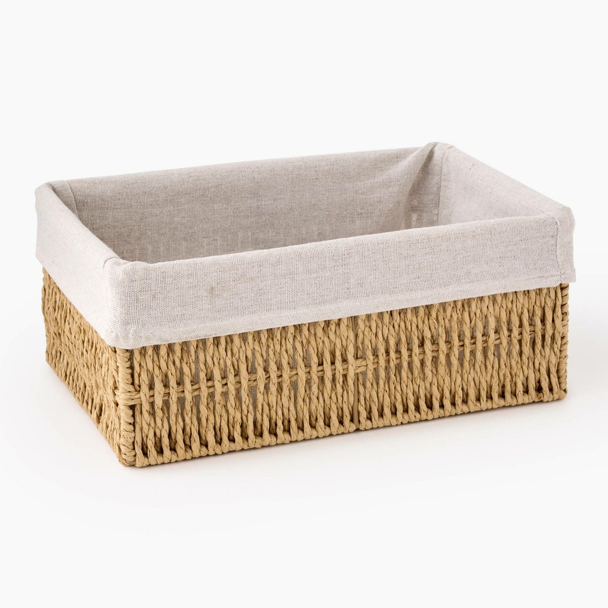 Panier de rangement rectangulaire, 29x19x12 cm, en plastique blanc, MONOPRIX