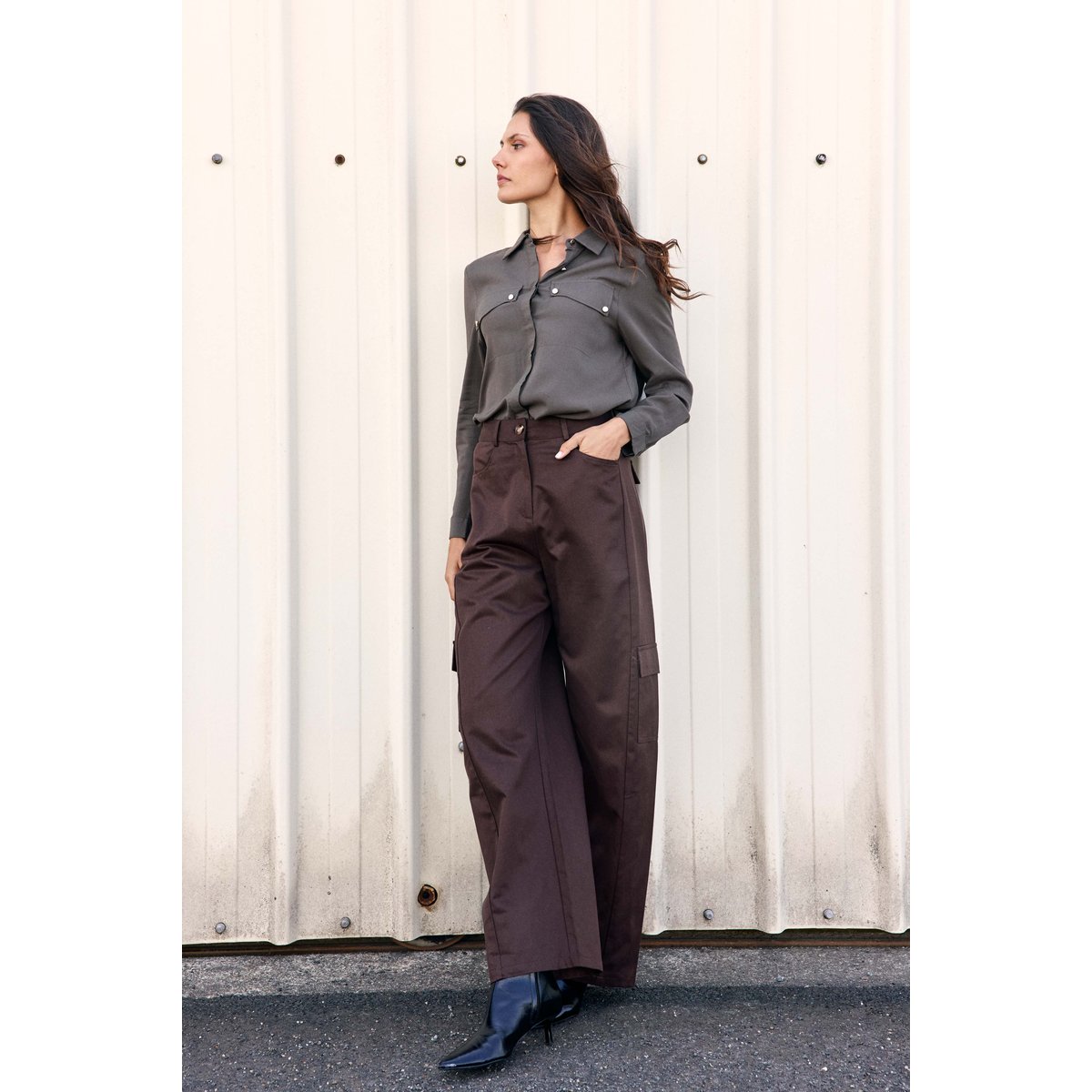 PANTALON uni PAZY 16-marron, LA PETITE ETOILE