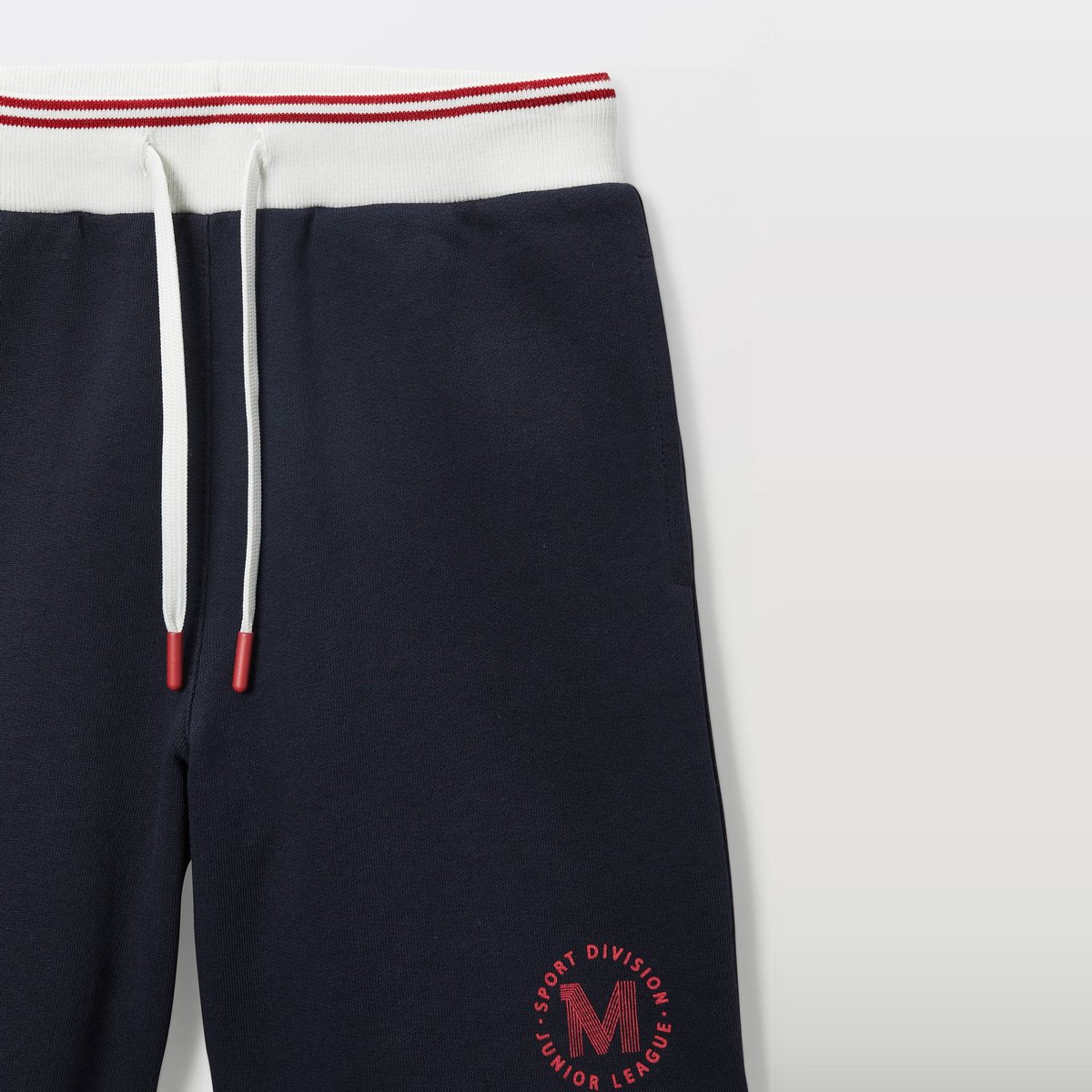 Short sport taille élastiquée en coton marine, MONOPRIX