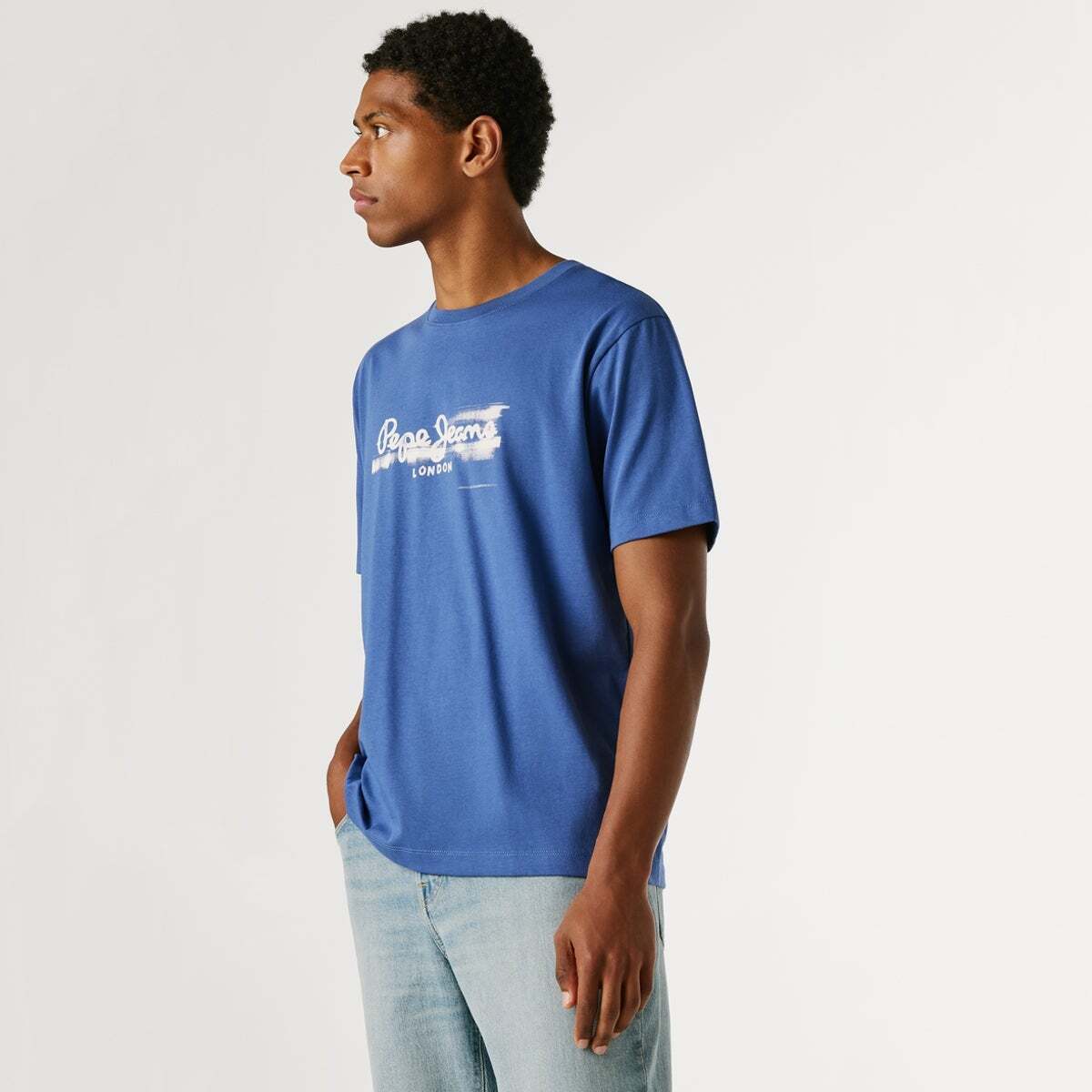 T-Shirt Coupe Regular Avec Logo Imprimé bleu marine délavé, PEPE JEANS