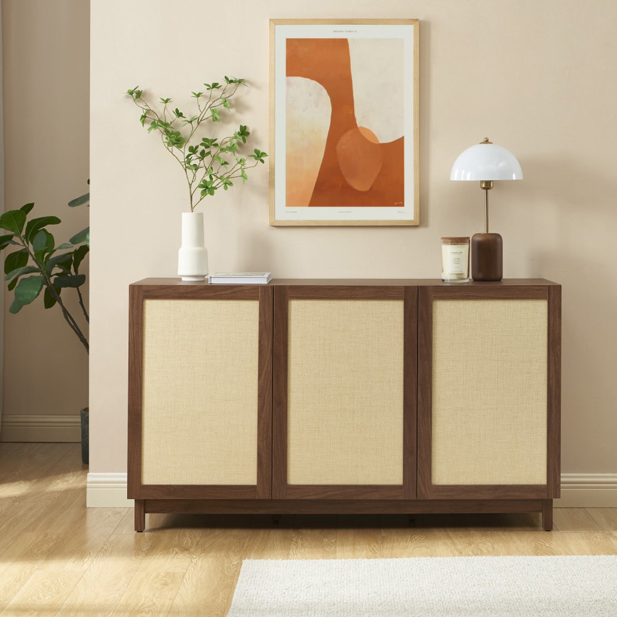 Buffet 3 portes en bois L140cm- ESTELA bois foncé, DRAWER