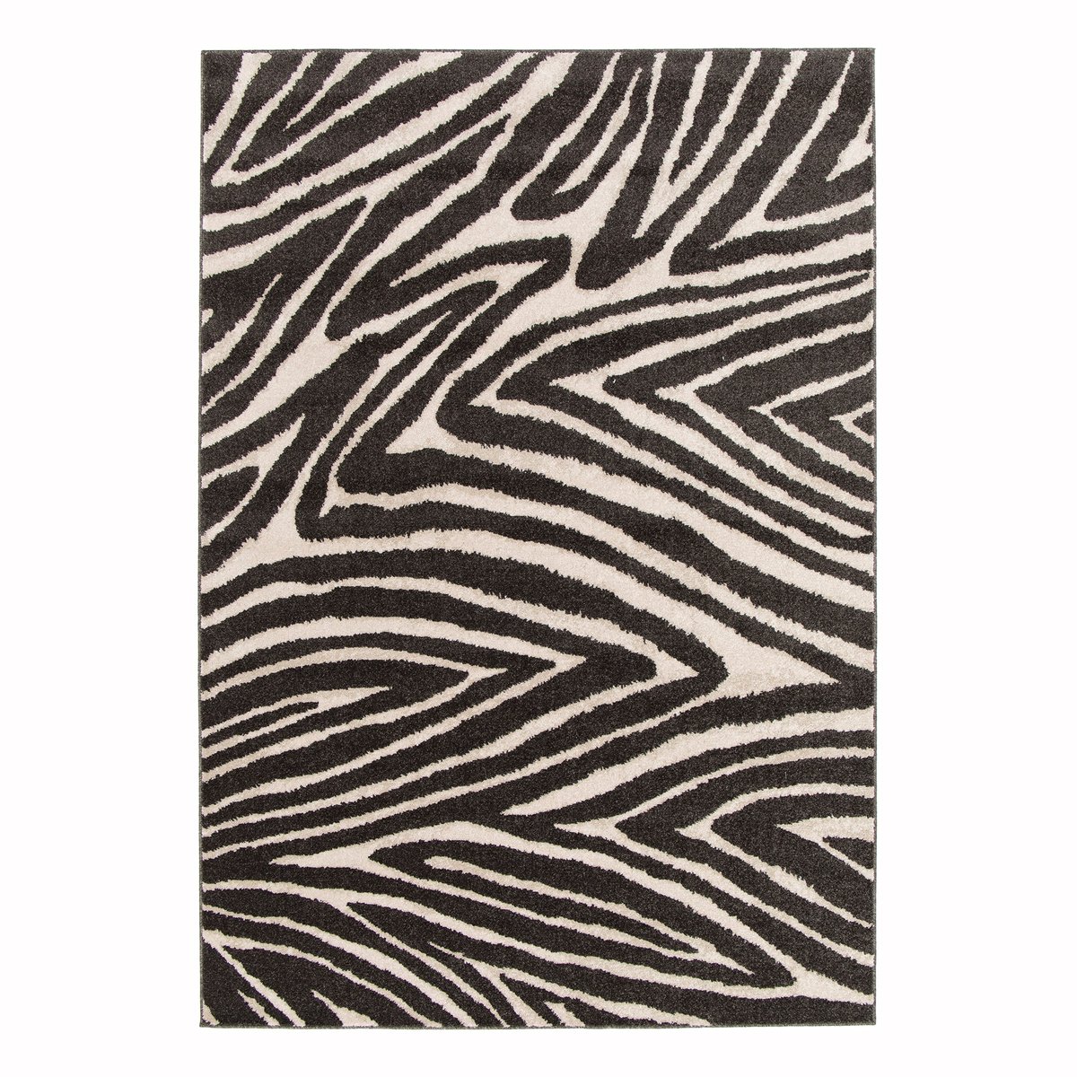 Tapis super doux effet zèbre BUFFON noir intense, AFK LIVING