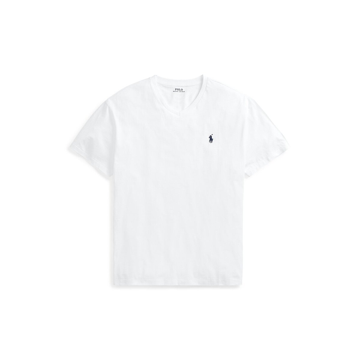 T-shirt scollo a V in jersey di cotone bianco, POLO RALPH LAUREN