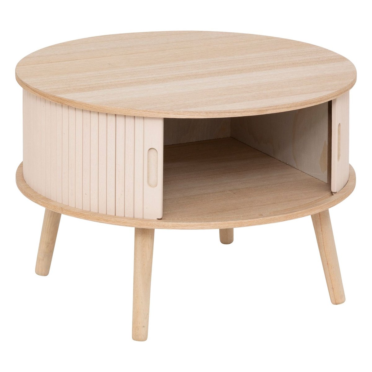 Table basse ronde 2 portes en bois NYOS beige, ATMOSPHERA